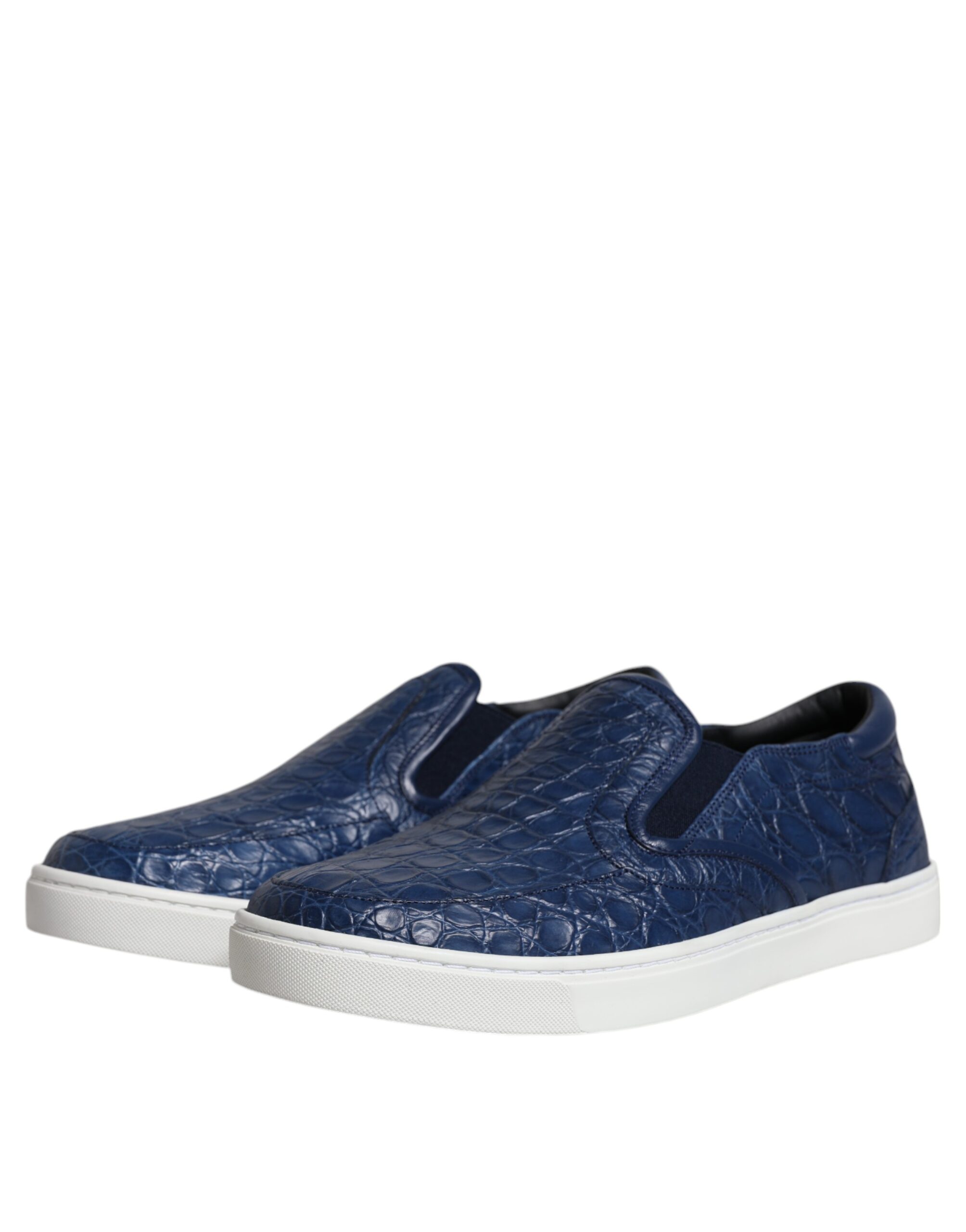 Dolce & Gabbana Blau Croc Exotische Leder Männer Turnschuhe Schuhe – Bild 4