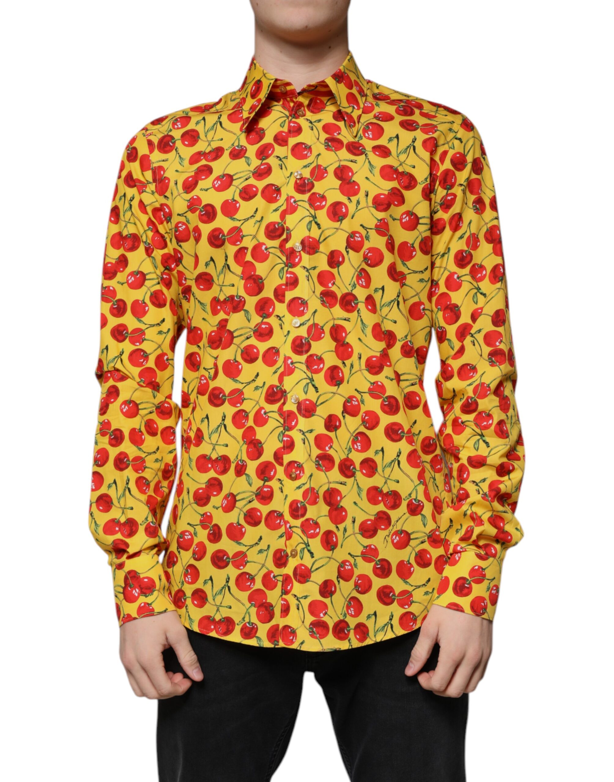 Dolce & Gabbana Gelbes Kirschbaum-Baumwollhemd MARTINI