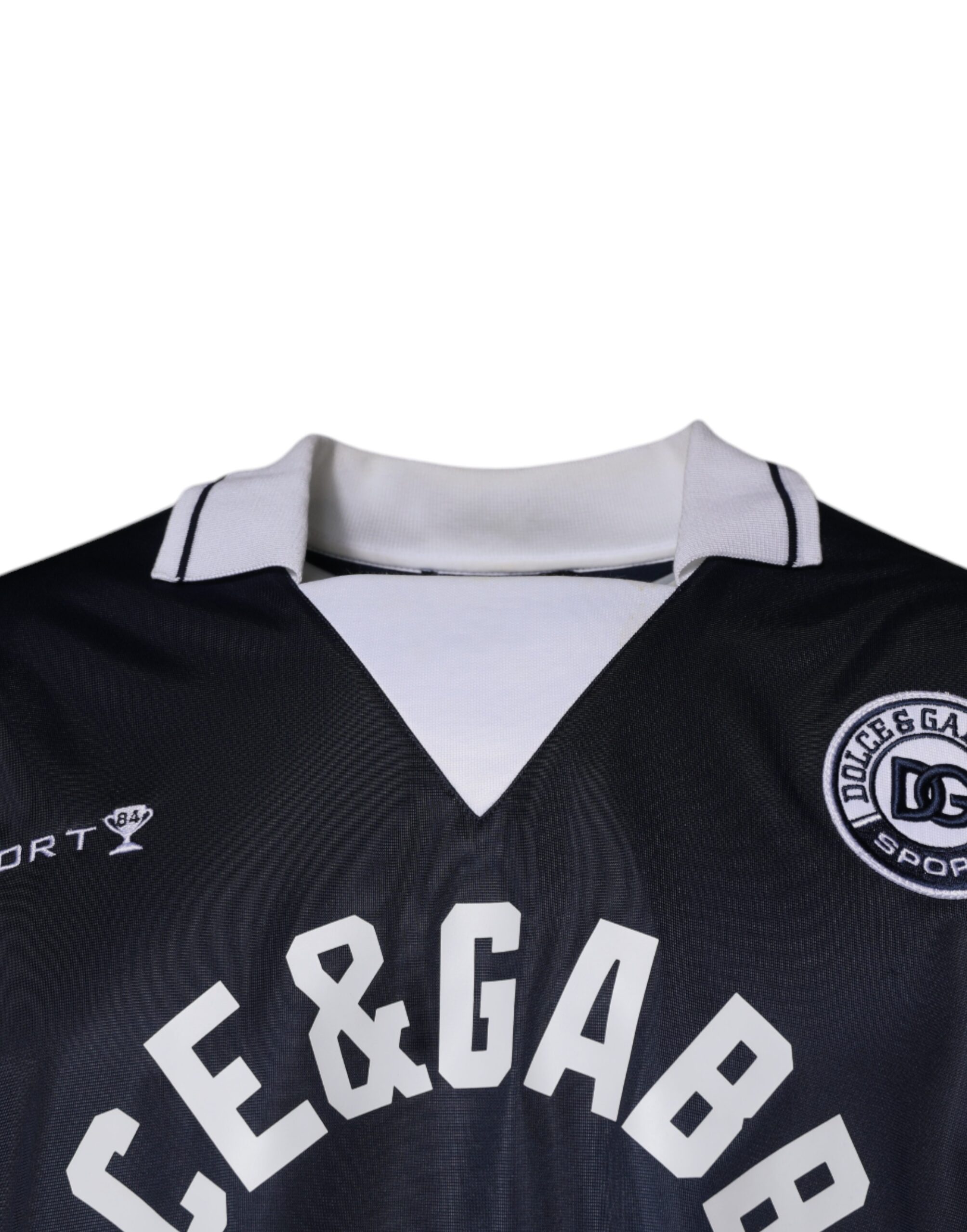 Dolce & Gabbana Blauer Logo-Jersey Pullover mit Kragen – Bild 3