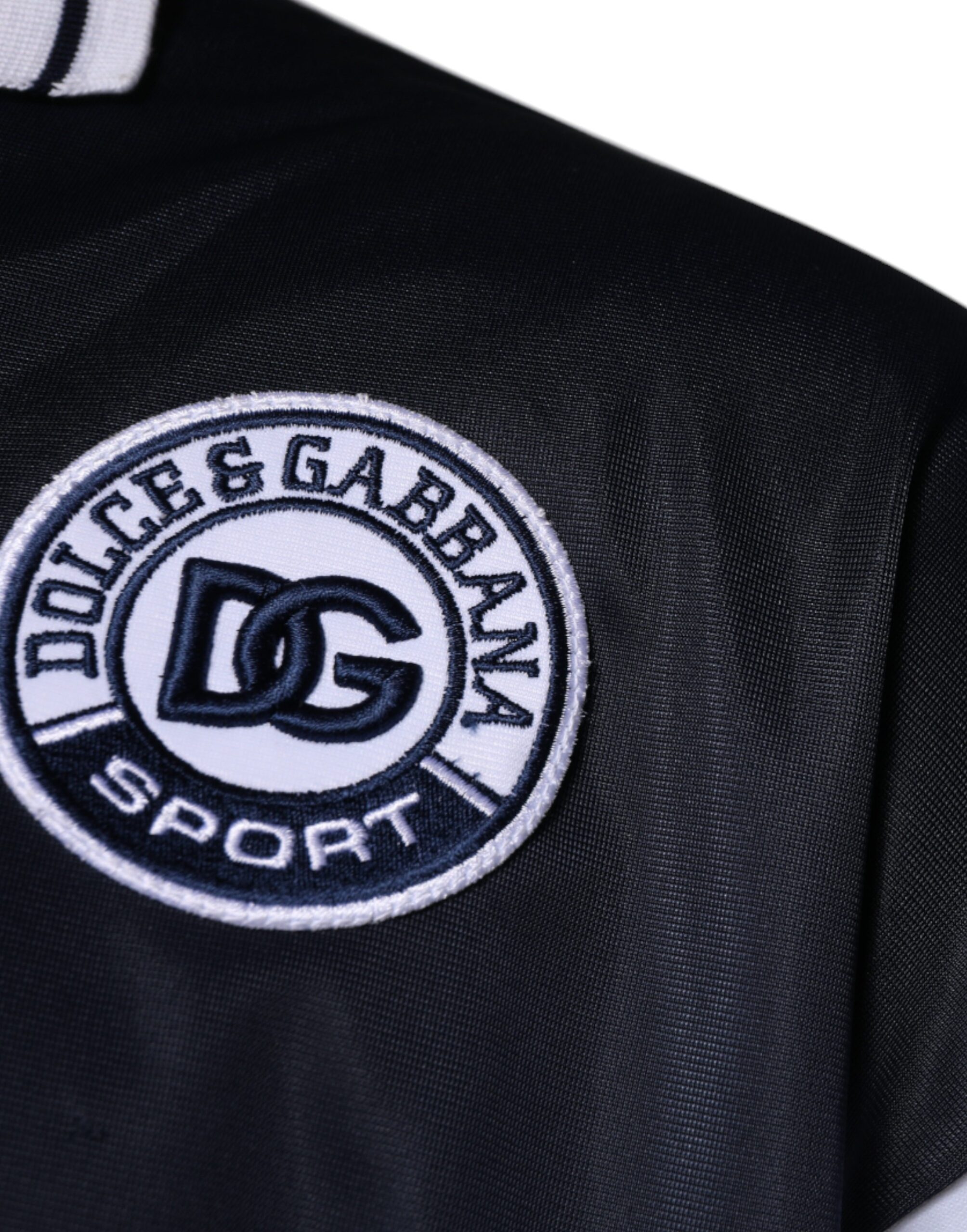 Dolce & Gabbana Blauer Logo-Jersey Pullover mit Kragen – Bild 4