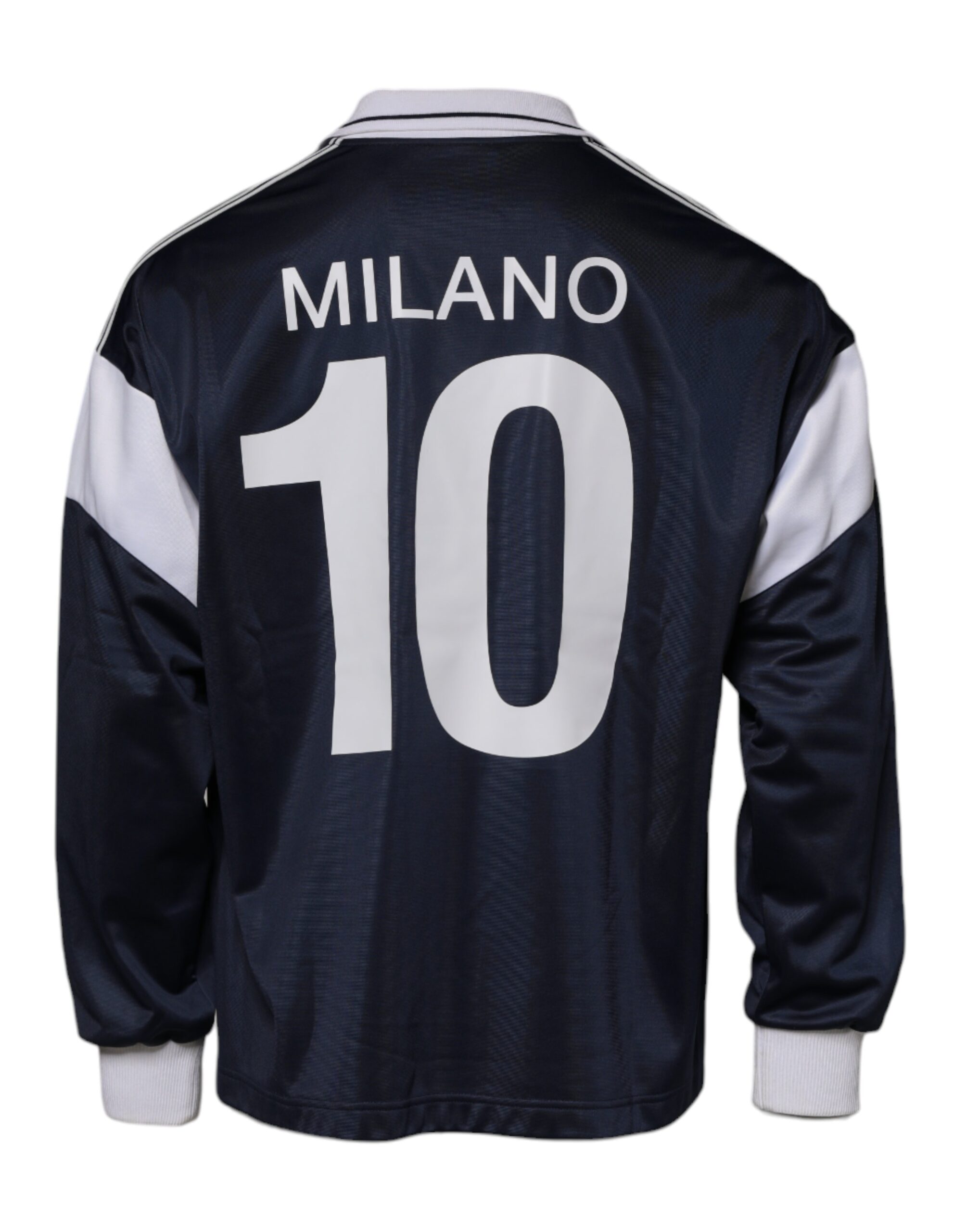 Dolce & Gabbana Blauer Logo-Jersey Pullover mit Kragen – Bild 5