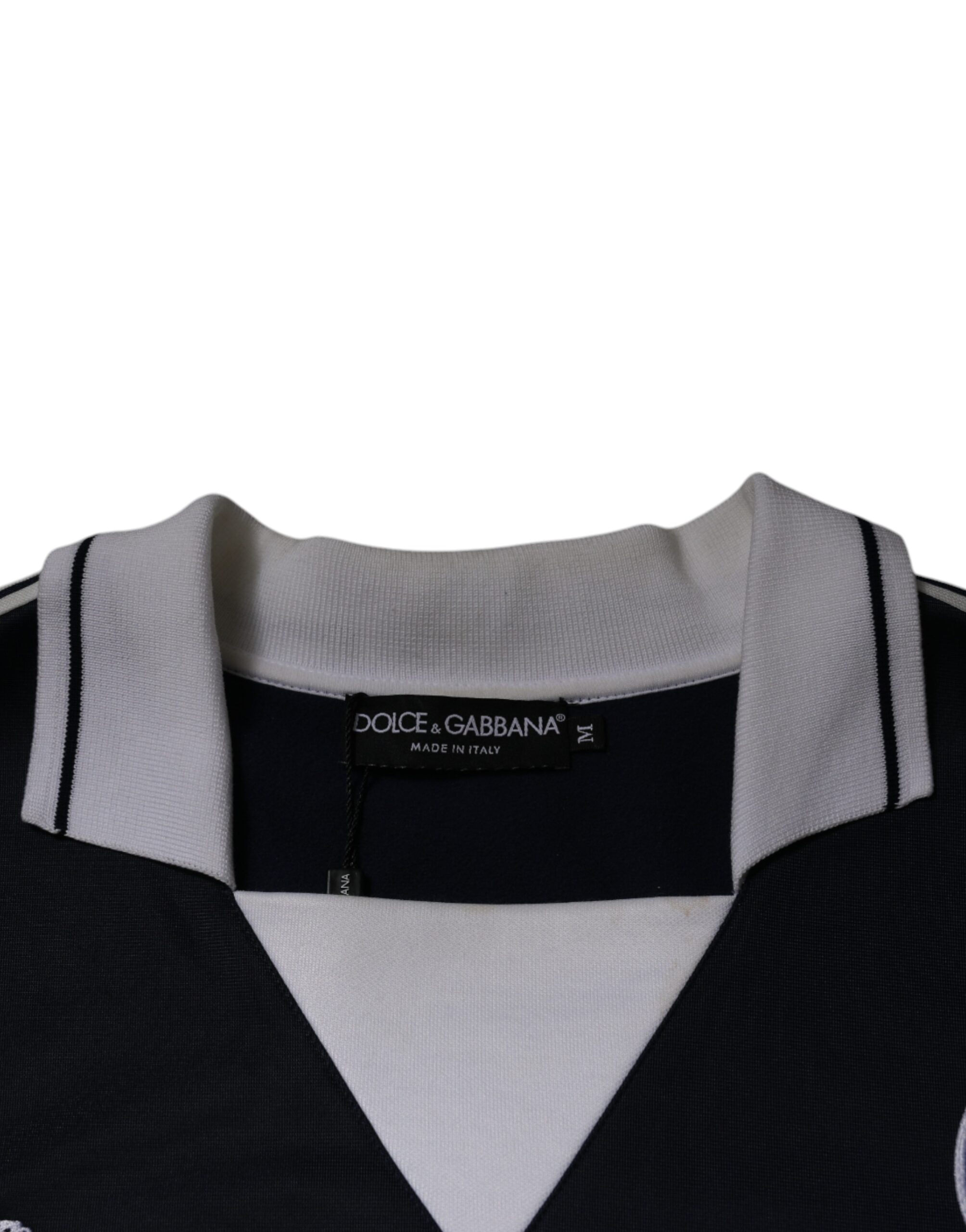 Dolce & Gabbana Blauer Logo-Jersey Pullover mit Kragen – Bild 6