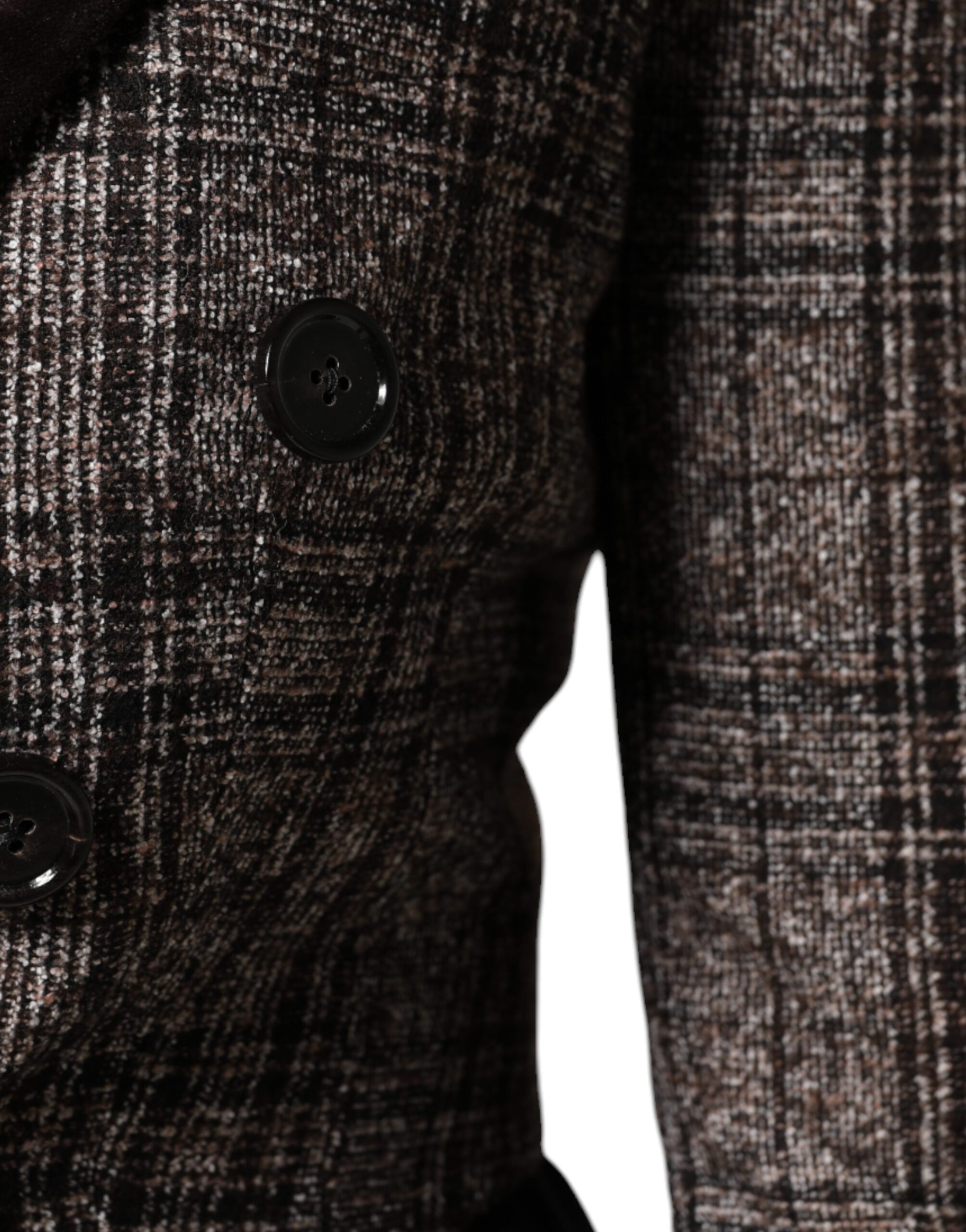 Dolce & Gabbana Brauner karierter Mantel mit langen Ärmeln und verkürzter Jacke – Bild 6