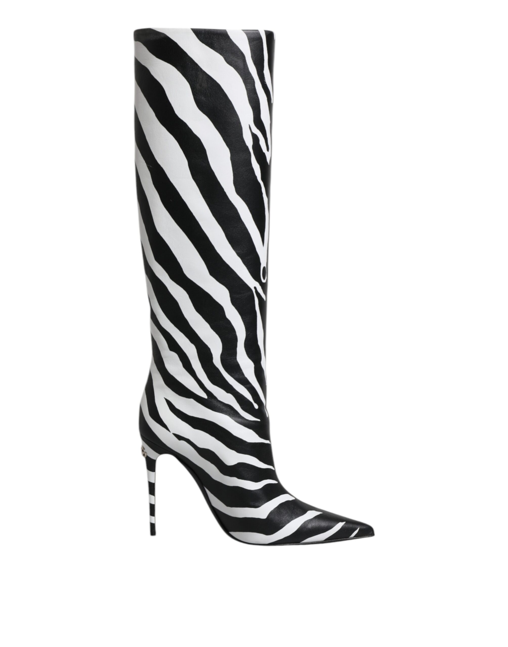 Dolce & Gabbana Schwarz Weiß Zebra Absätze Hohe Stiefel Schuhe