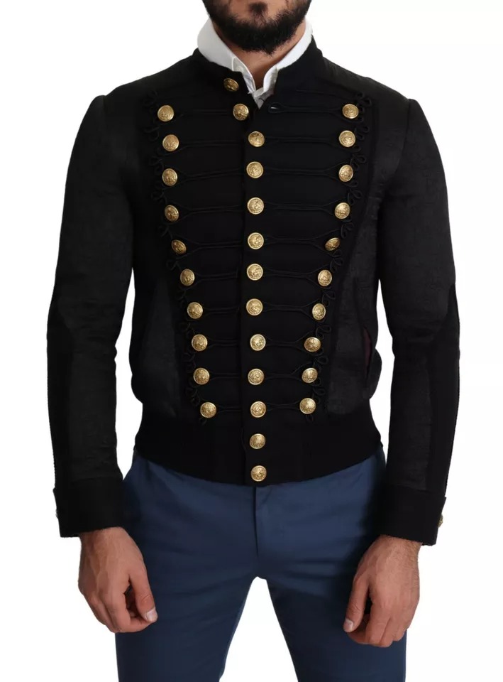 Dolce & Gabbana Schwarze Militärjacke mit Knopfverzierung