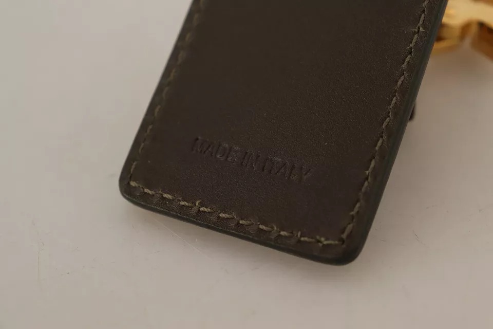 Dolce & Gabbana Grünes Leder D&G Logo Metall Ring Haken Schlüsselanhänger Schlüsselanhänger – Bild 5