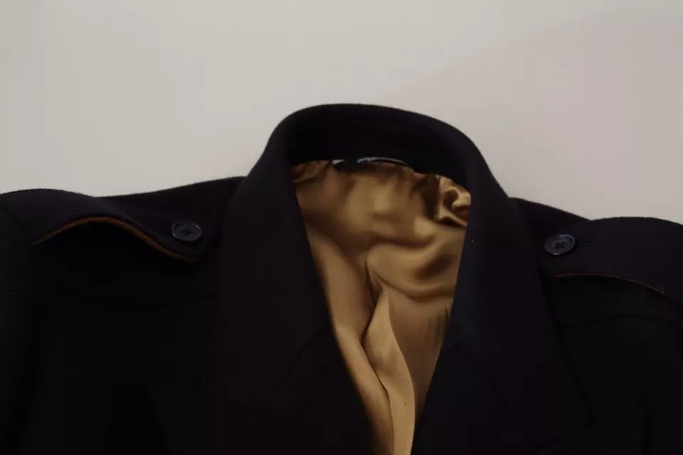 Dolce & Gabbana Blauer Trenchcoat Lange Wollstretchjacke – Bild 8