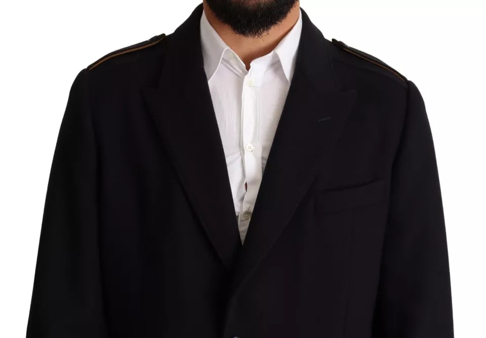 Dolce & Gabbana Blauer Trenchcoat Lange Wollstretchjacke – Bild 7