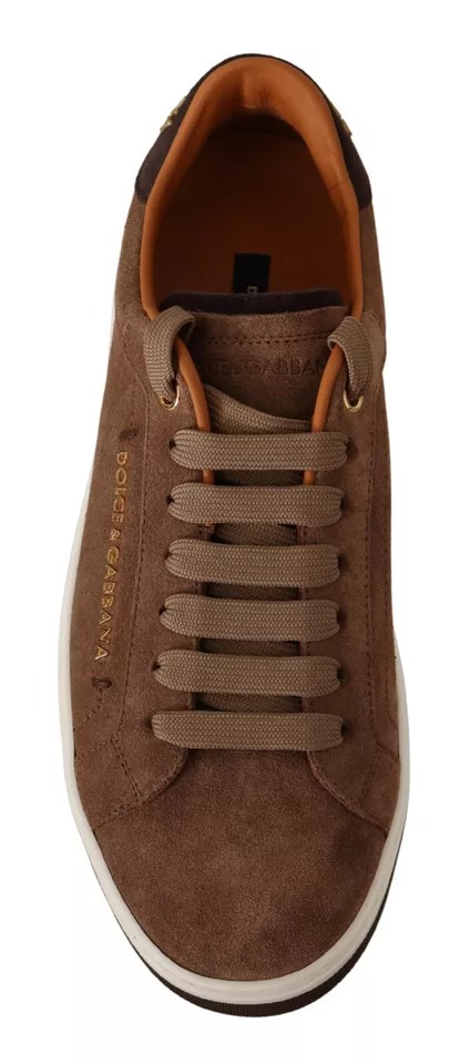 Dolce & Gabbana Braun Wildleder Logo Low Top Sneakers Männer Schuhe – Bild 3
