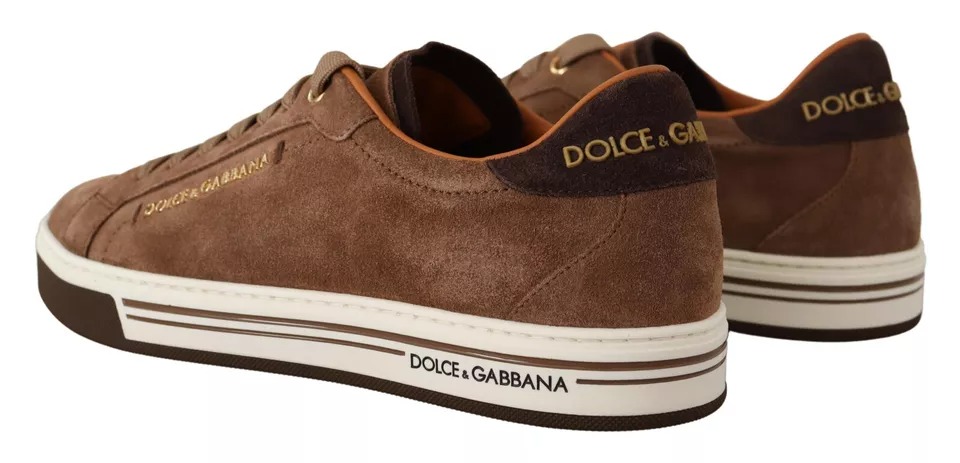 Dolce & Gabbana Braun Wildleder Logo Low Top Sneakers Männer Schuhe – Bild 4