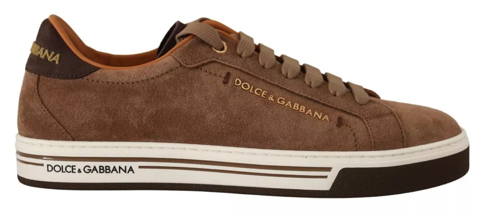 Dolce & Gabbana Braun Wildleder Logo Low Top Sneakers Männer Schuhe – Bild 7