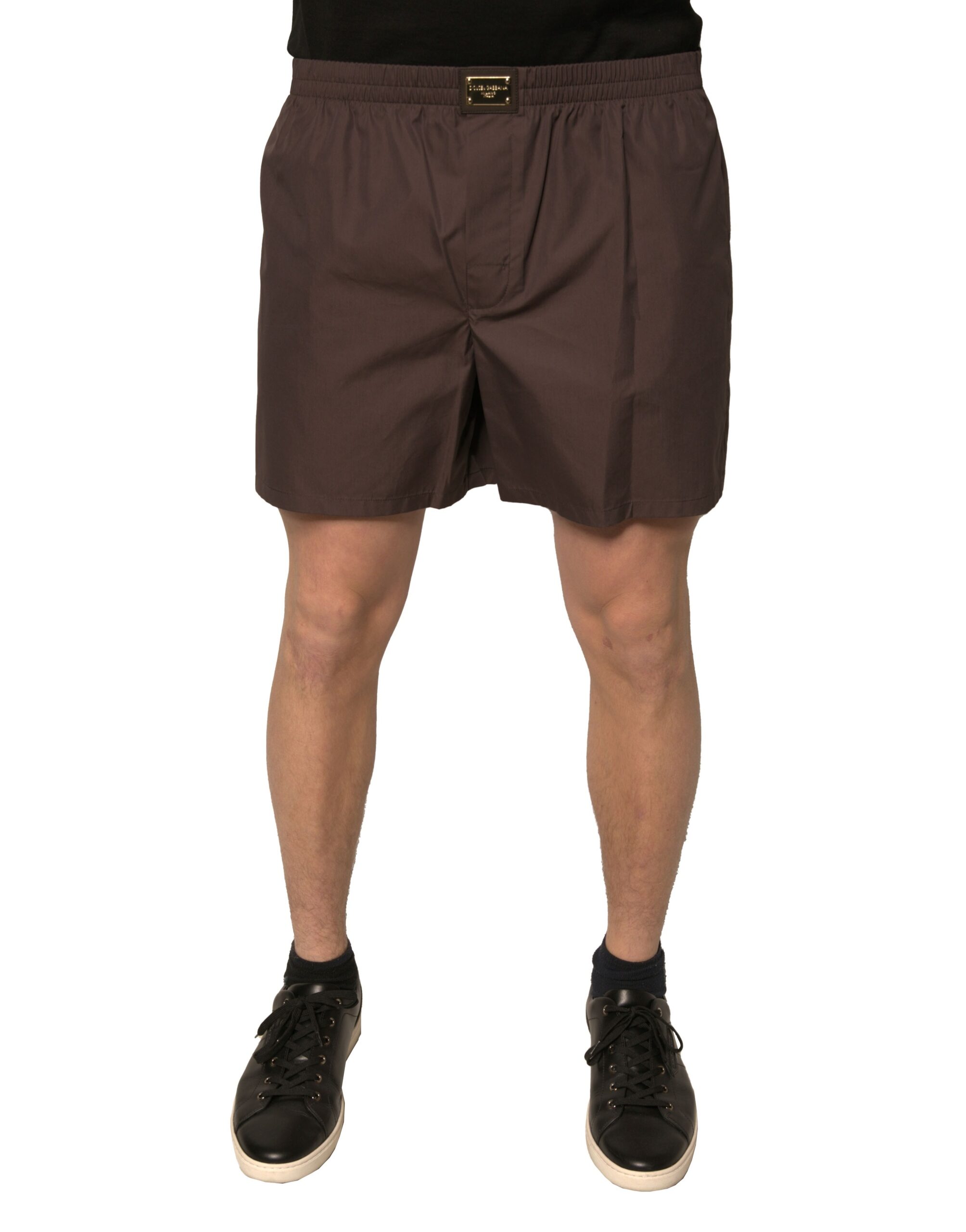Dolce & Gabbana Braune Baumwollmischung Herren Shorts mit mittlerer Taille