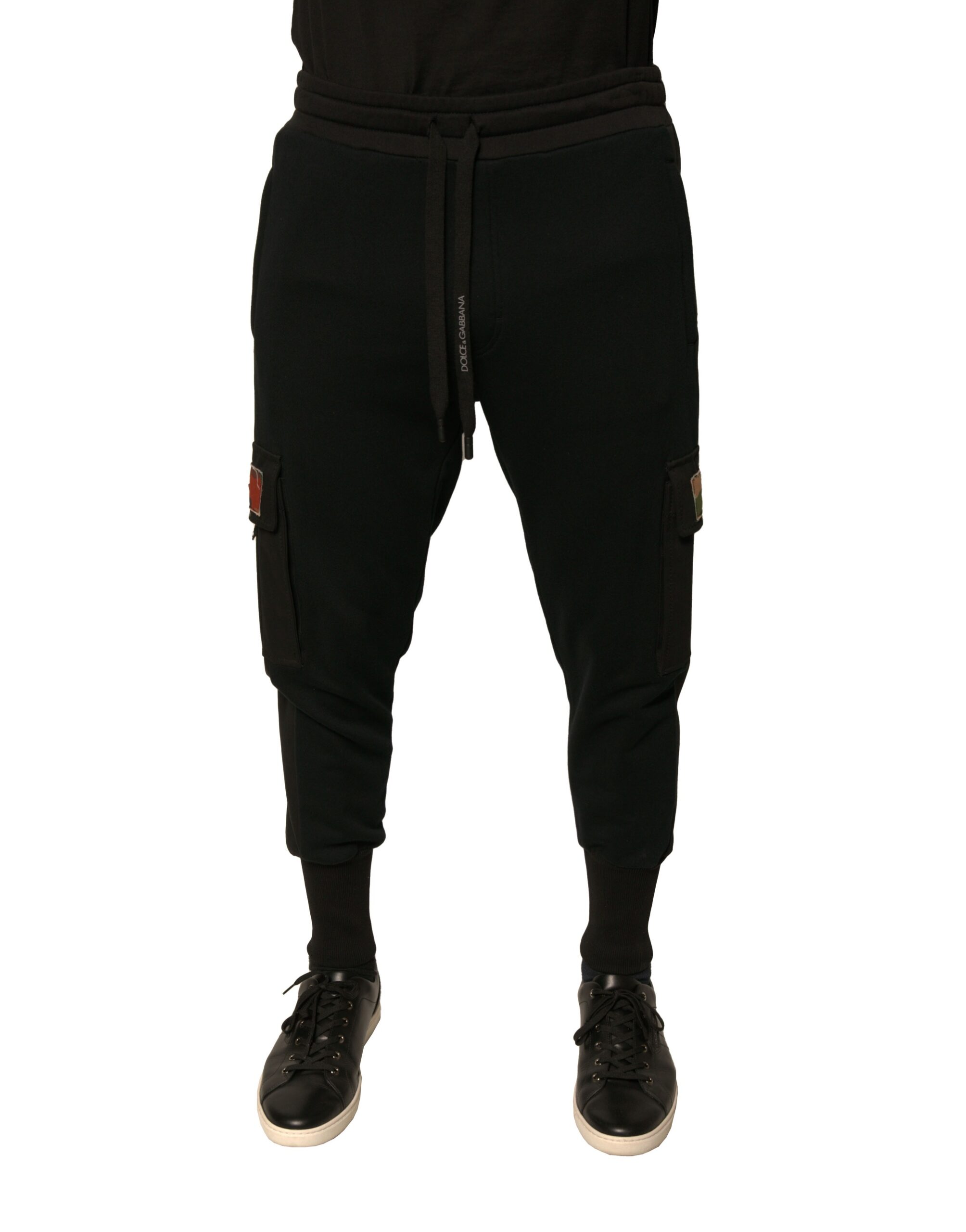 Dolce & Gabbana Schwarze Baumwoll-Jogger-Cargo-Sweatpants-Hose