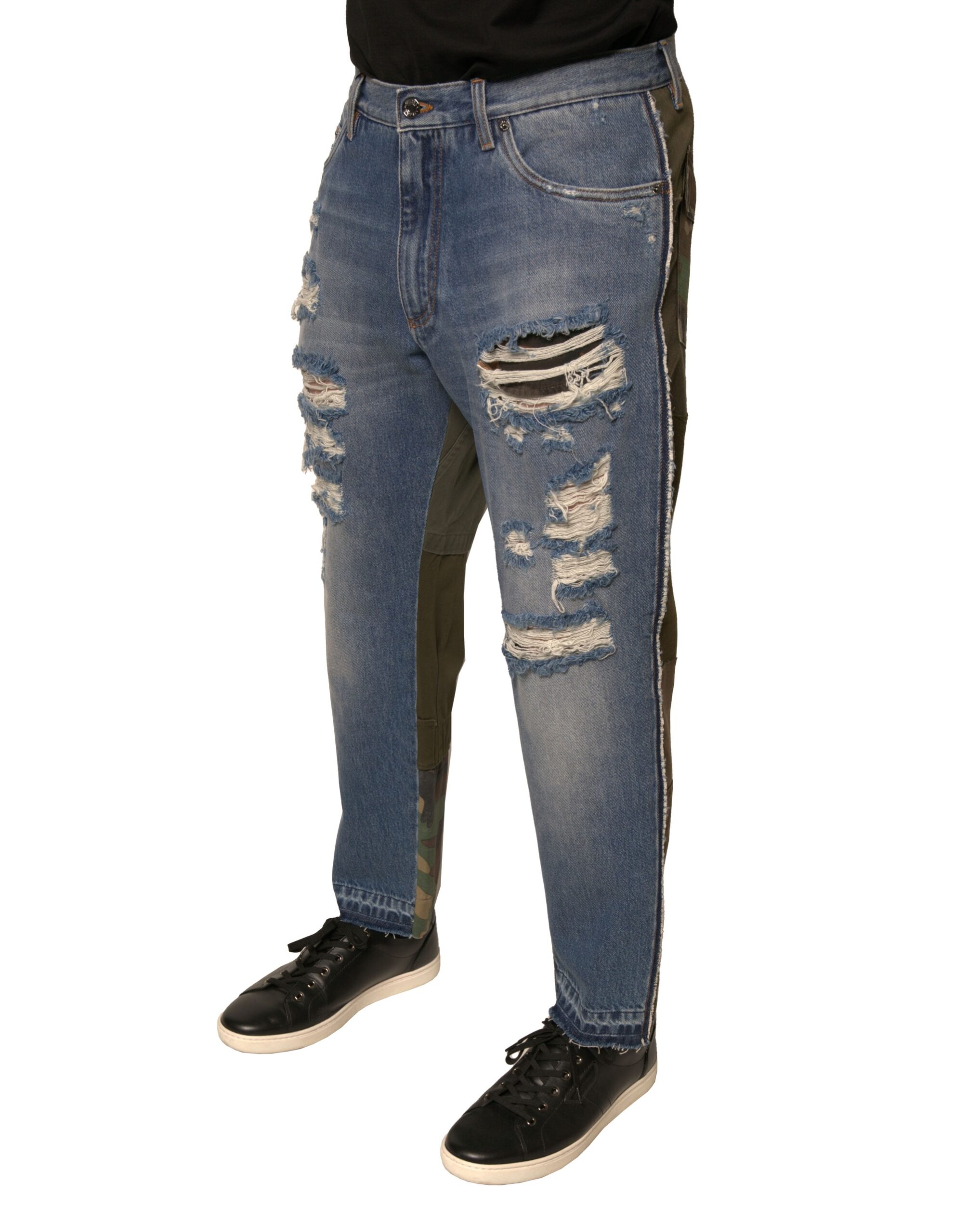 Dolce & Gabbana Blaue zerfledderte Straight Cropped Denim Jeans – Bild 3