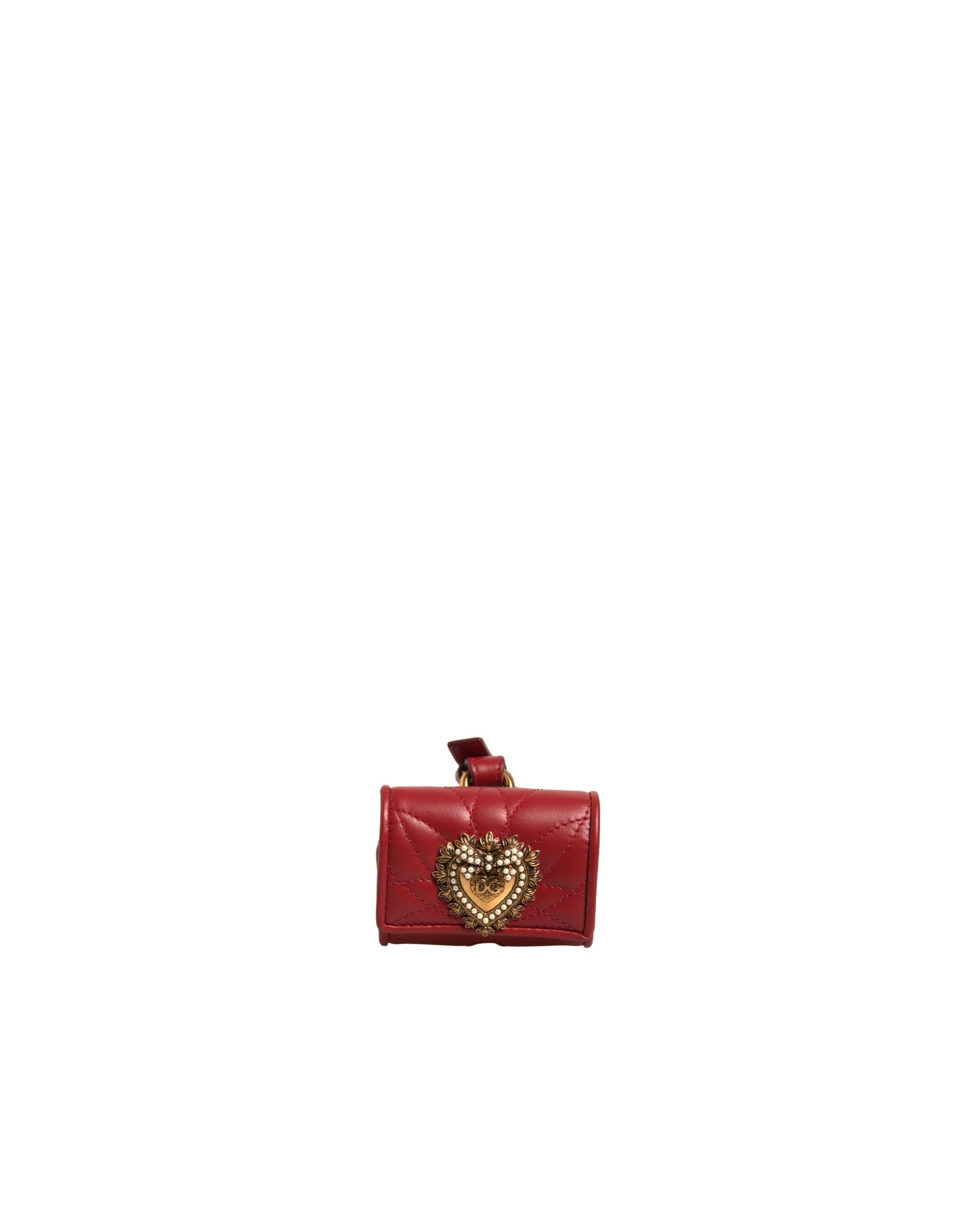 Dolce & Gabbana Schwarzes Leder Devotion Heart Strap Airpod Case