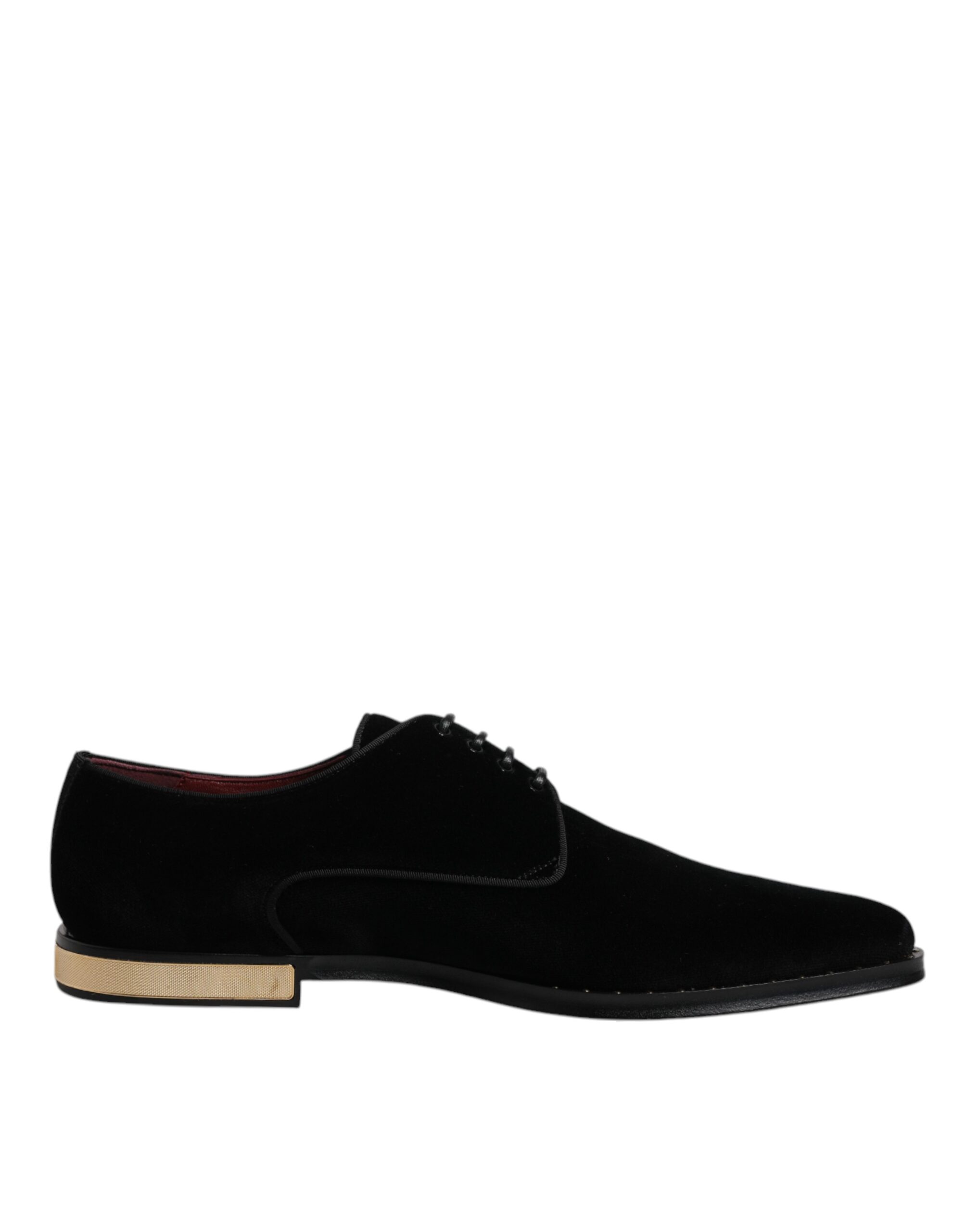 Dolce & Gabbana Schwarze Samt-Baumwoll-Spitzen-Derby-Schuhe