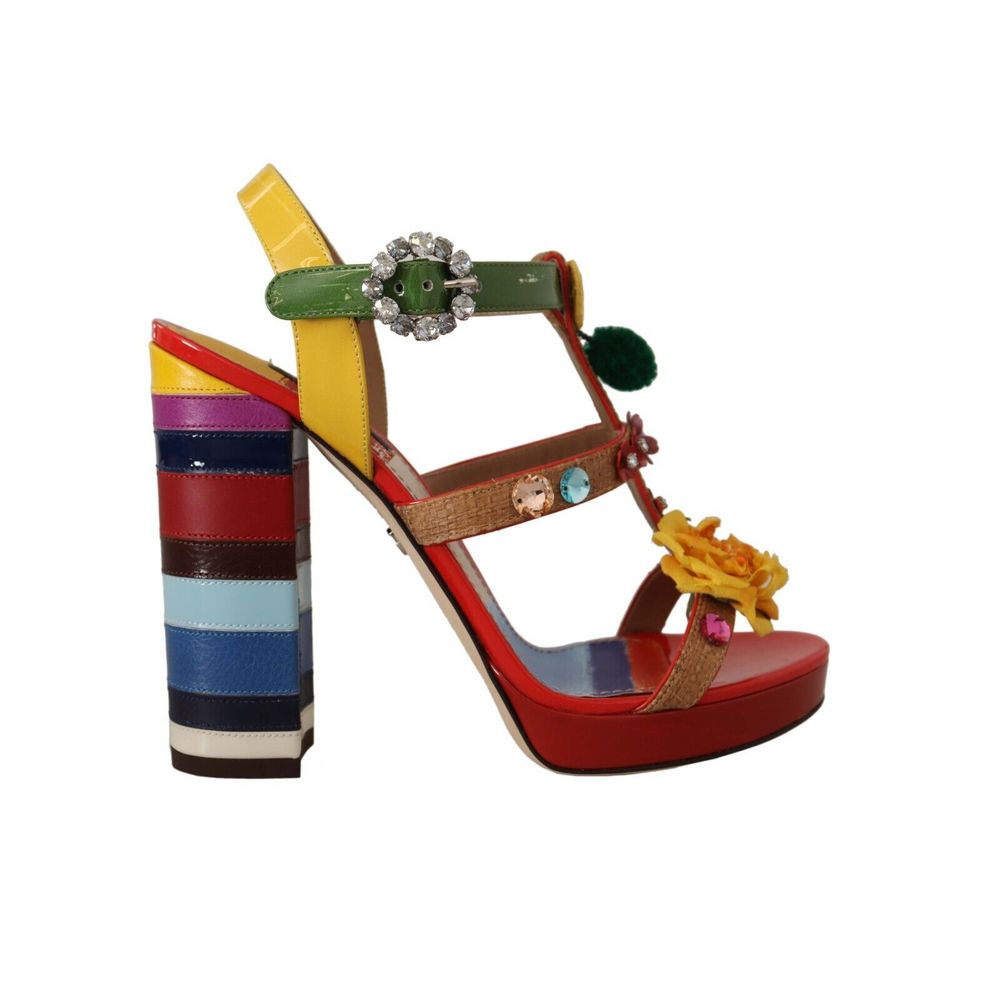 Dolce & Gabbana Bunte Baumwoll-Plateau-Sandalen
