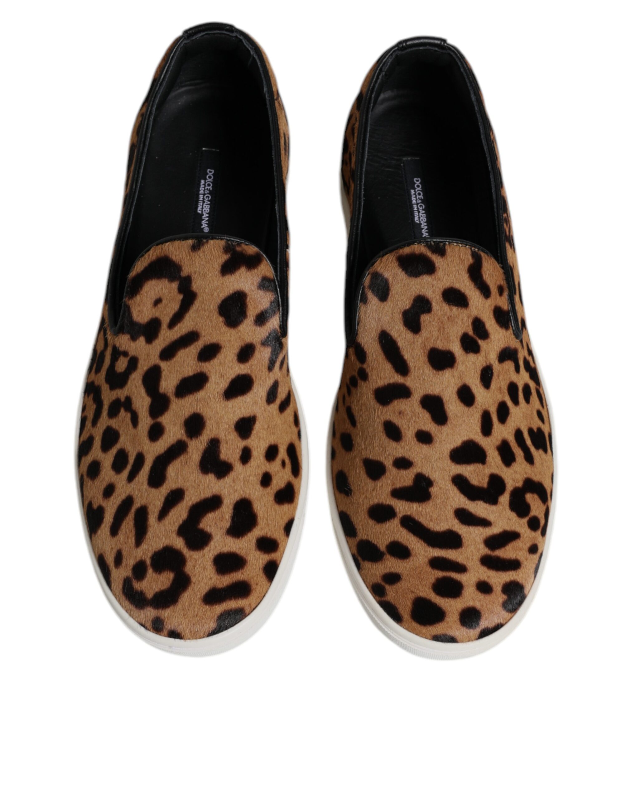 Dolce & Gabbana Braun Kalbsleder Pelz Leopard Sneakers Schuhe – Bild 3