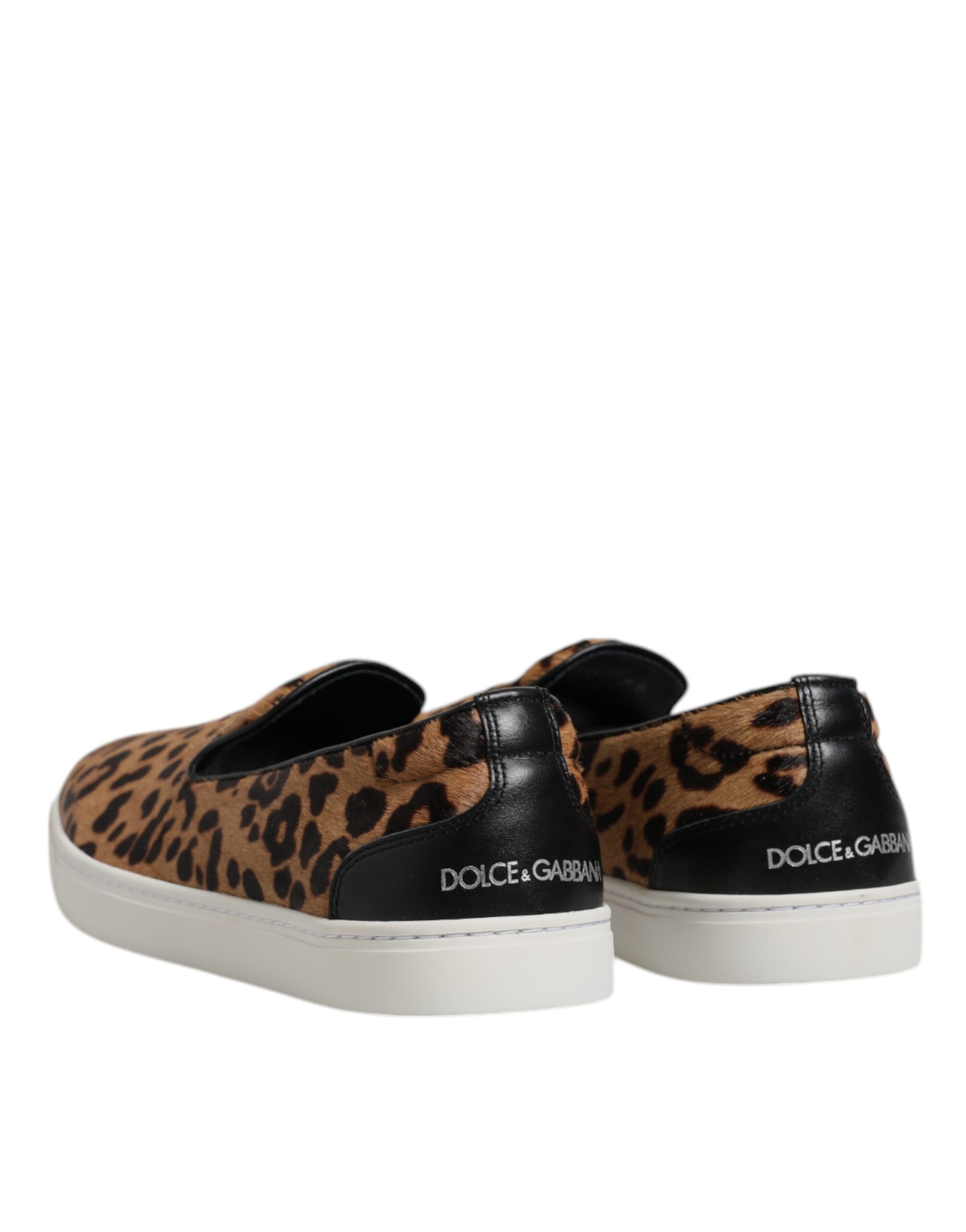 Dolce & Gabbana Braun Kalbsleder Pelz Leopard Sneakers Schuhe – Bild 5