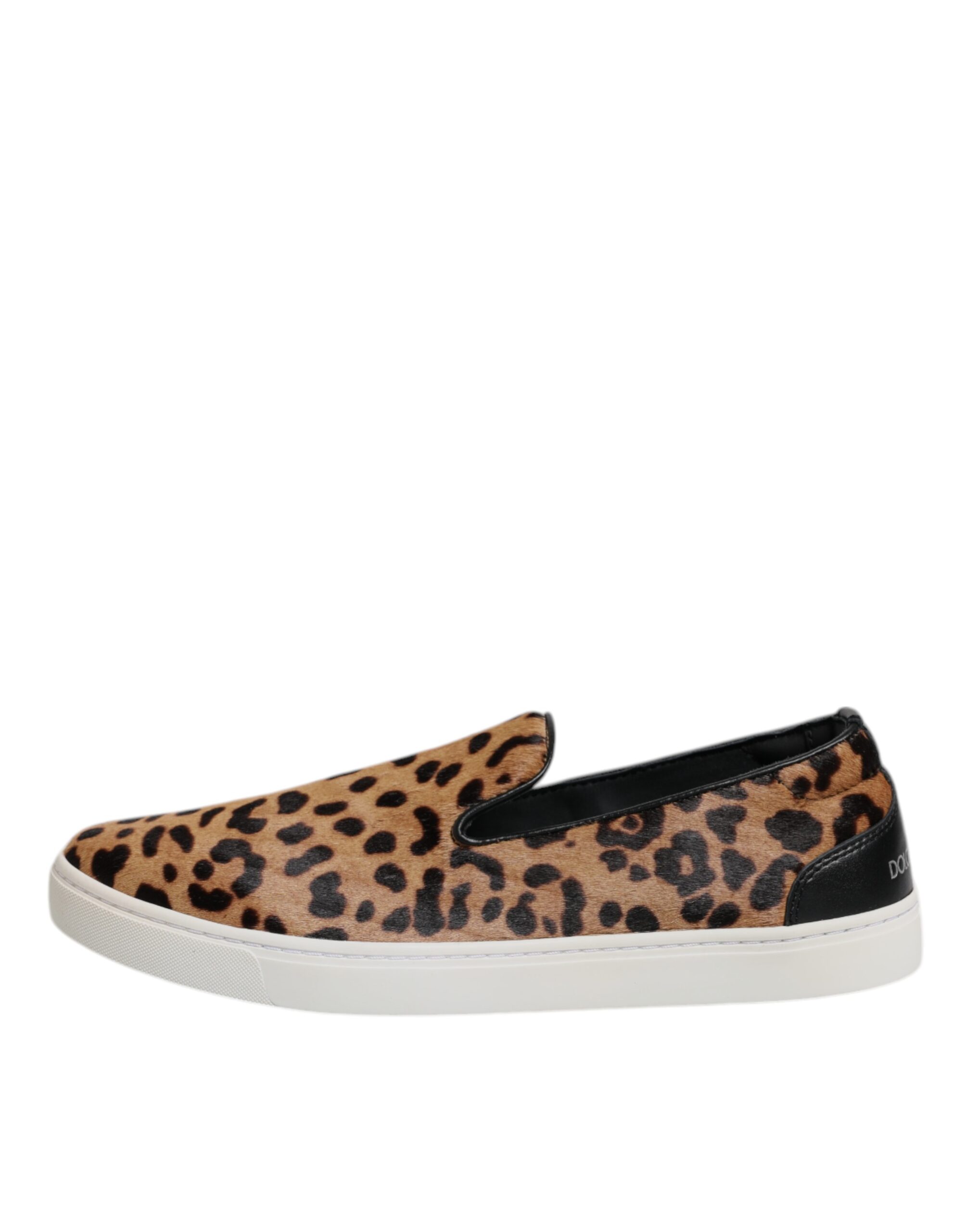 Dolce & Gabbana Braun Kalbsleder Pelz Leopard Sneakers Schuhe – Bild 6