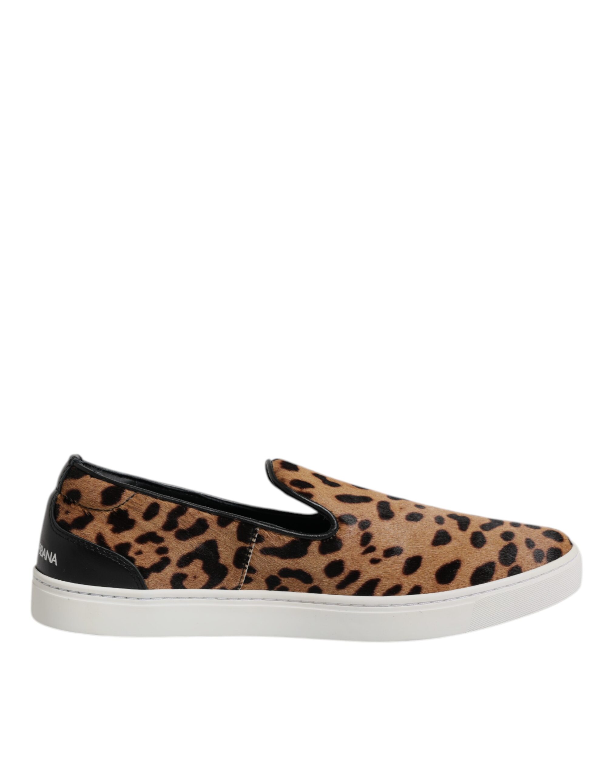 Dolce & Gabbana Braun Kalbsleder Pelz Leopard Sneakers Schuhe – Bild 7