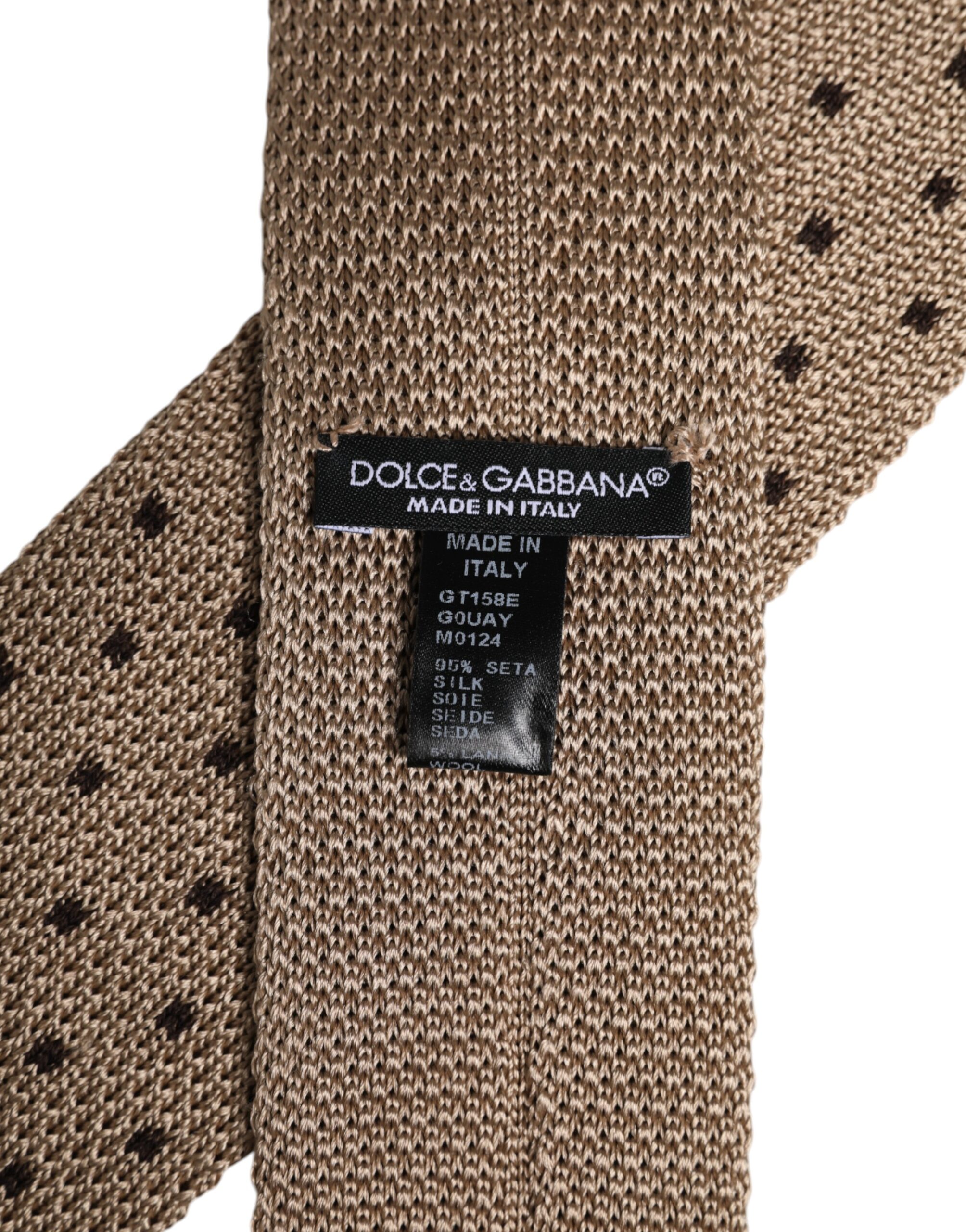 Dolce & Gabbana Beige gepunktete Seidenkrawatte Verstellbare Krawatte – Bild 6