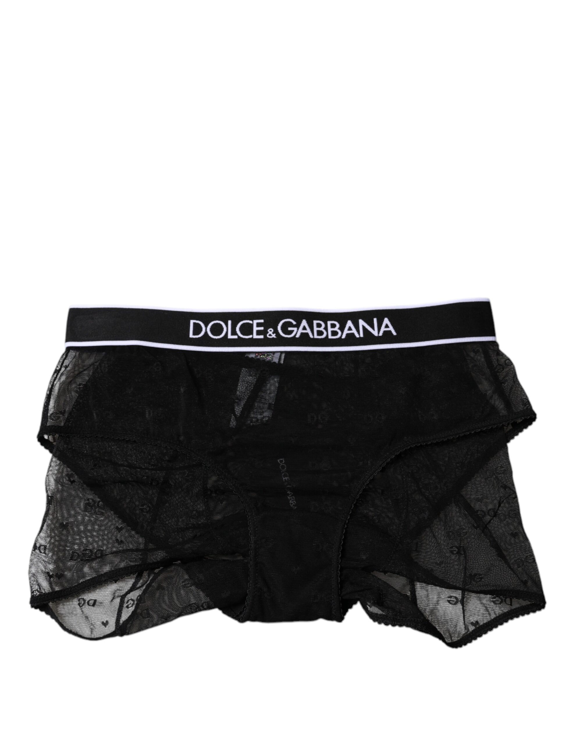 Dolce & Gabbana Schwarzer Tüll Nylon mittlere Taille Panty Unterwäsche