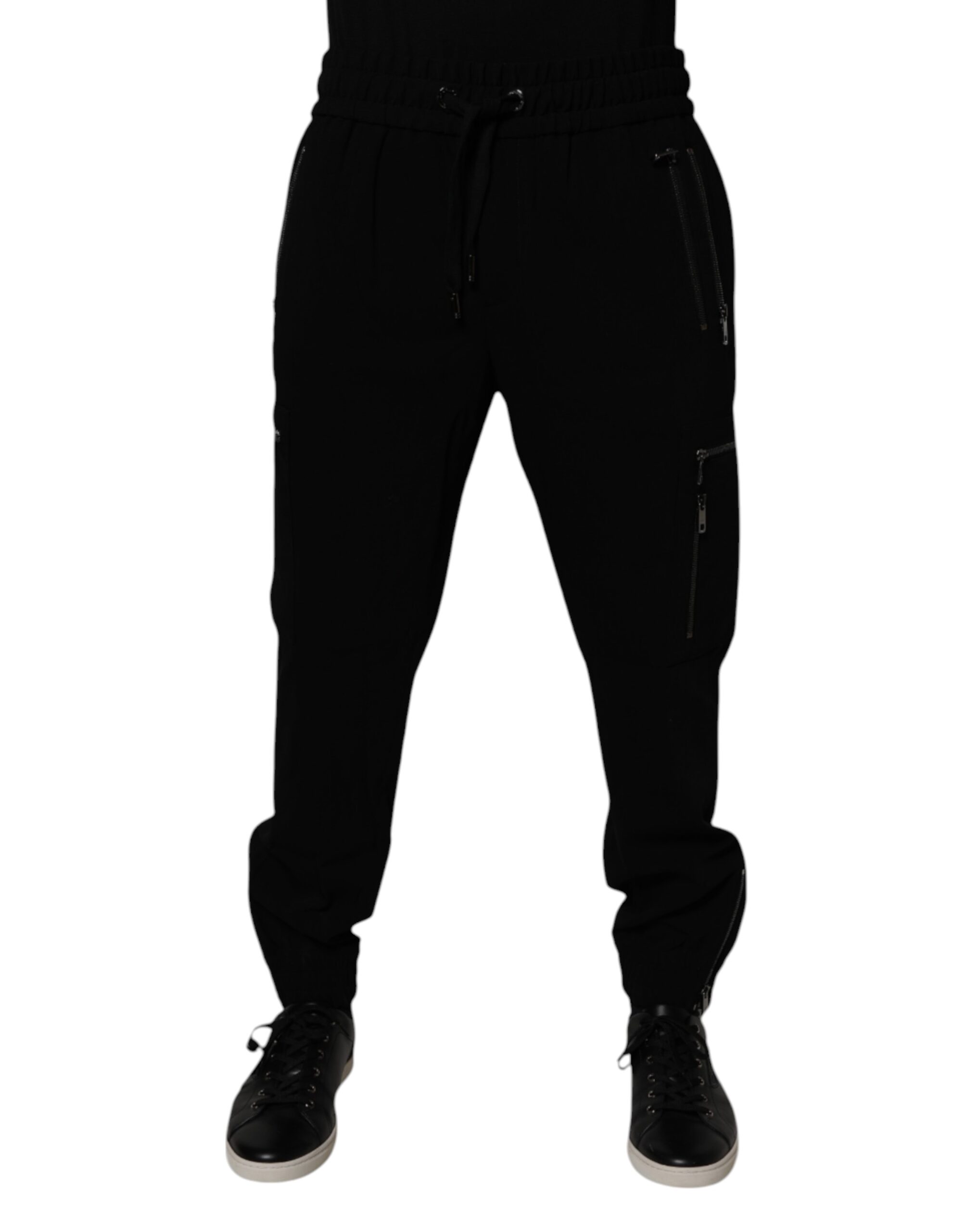 Dolce & Gabbana Schwarze Woll-Stretch-Jogger-Hose