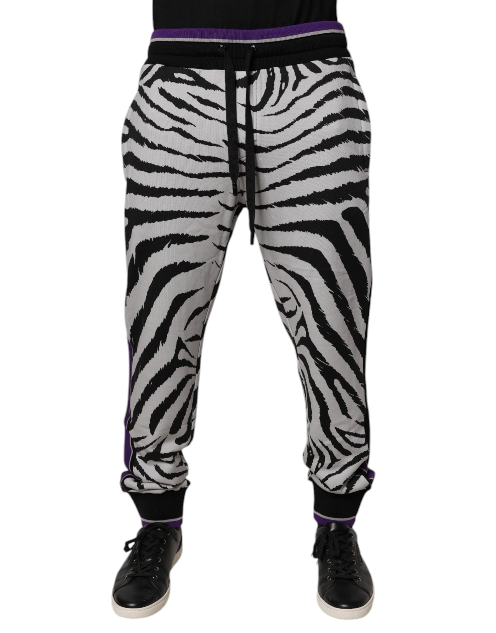 Dolce & Gabbana Schwarz Weiß Zebra Männer Jogger Sweatpants Hosen