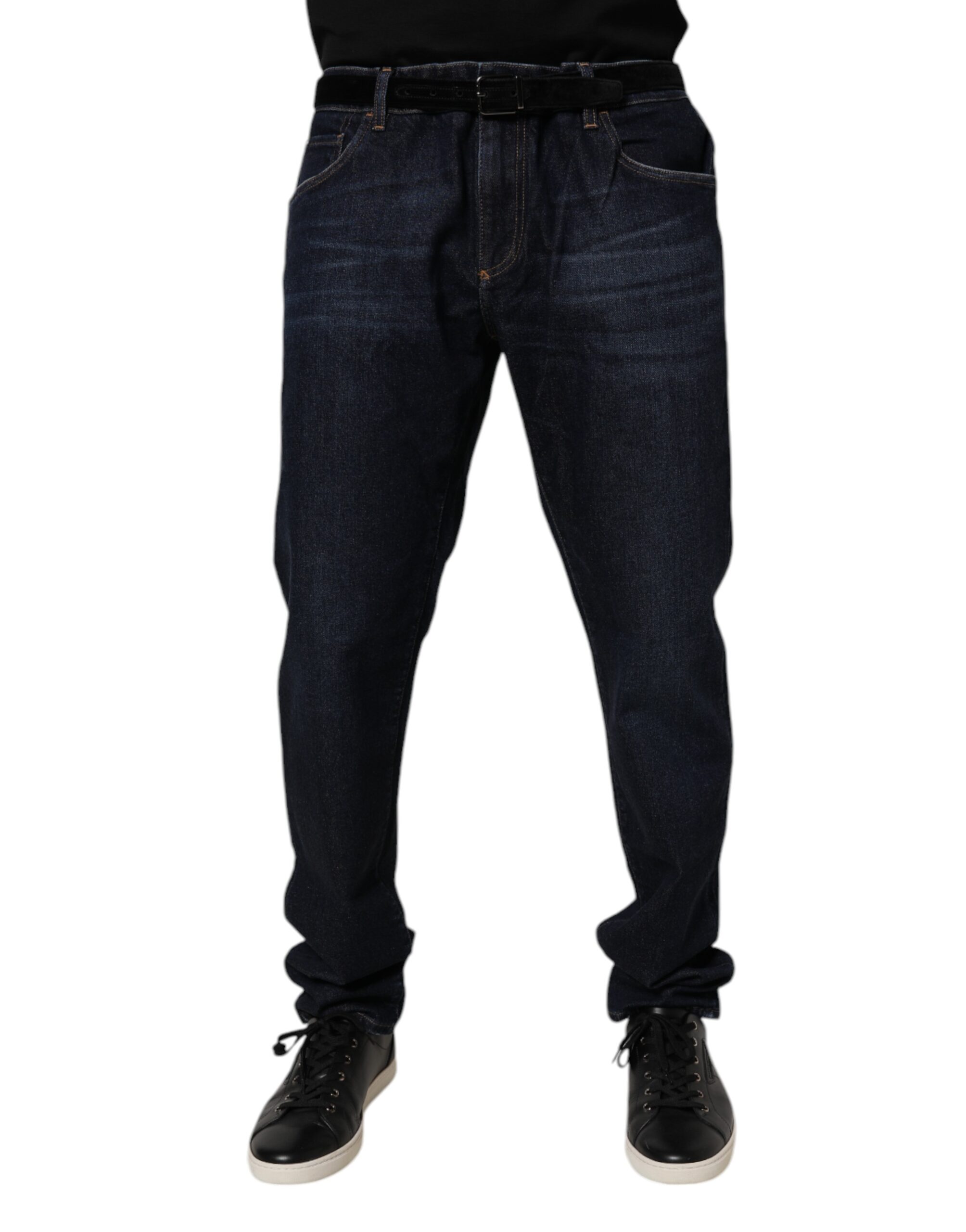 Dolce & Gabbana Dunkelblaue Baumwoll-Stretch-Skinny-Denim-Jeans