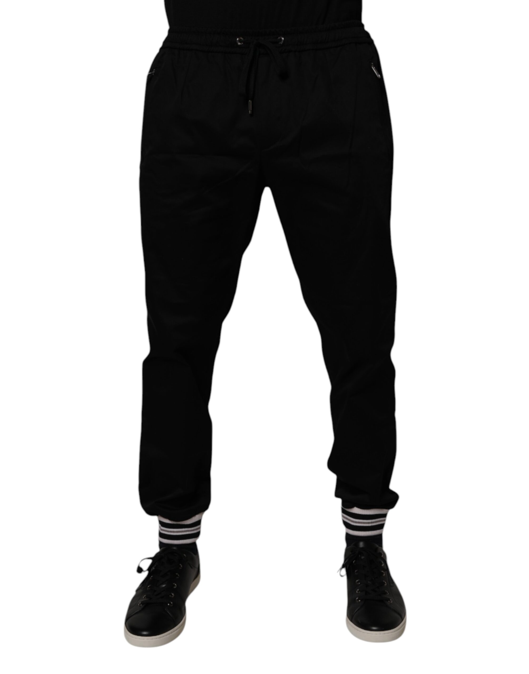 Dolce & Gabbana Schwarze Baumwoll-Stretch-Jogger-Sweatpants Hose