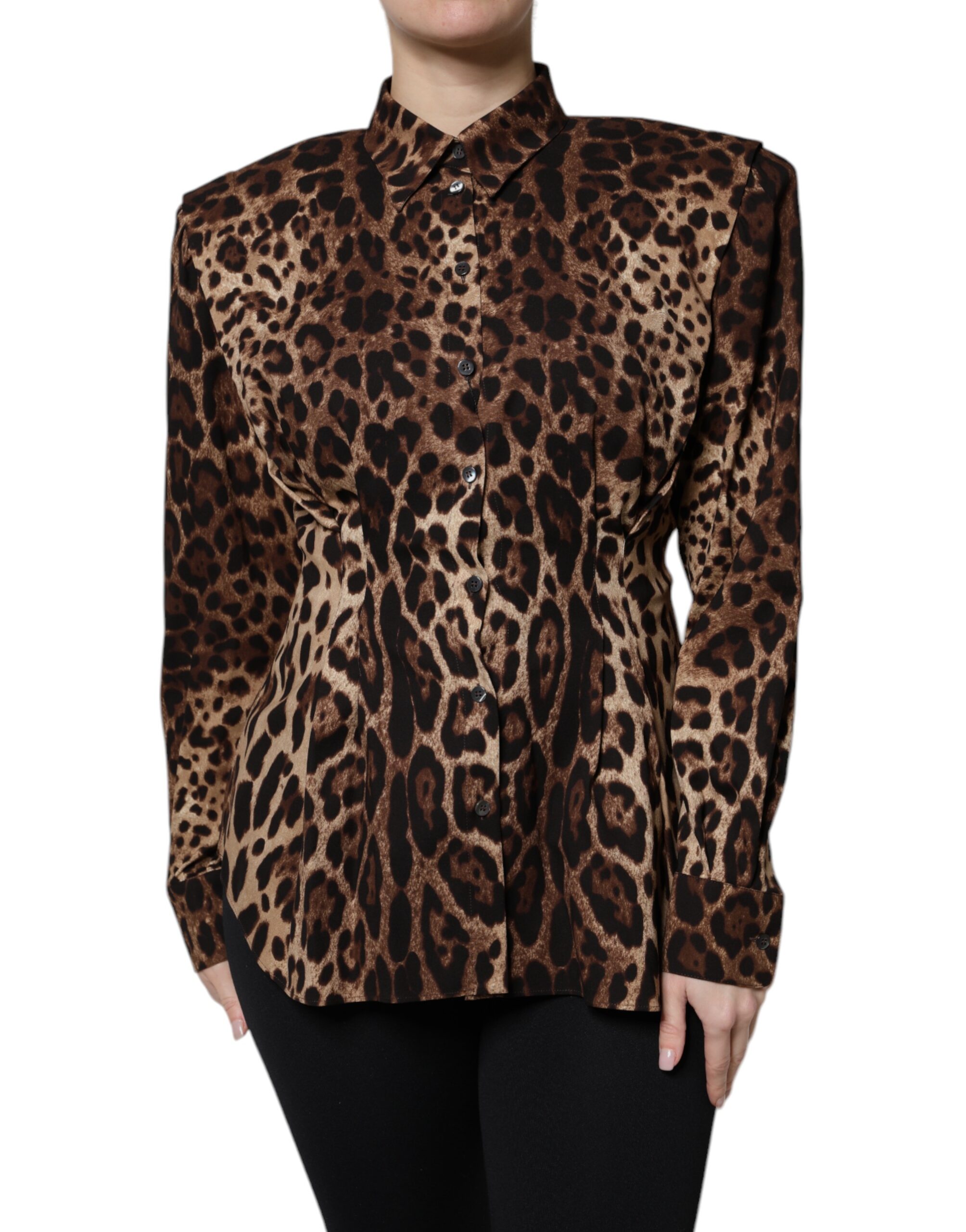 Dolce & Gabbana Brauner Leopard Seidenmantel mit Knopfleiste Jacke