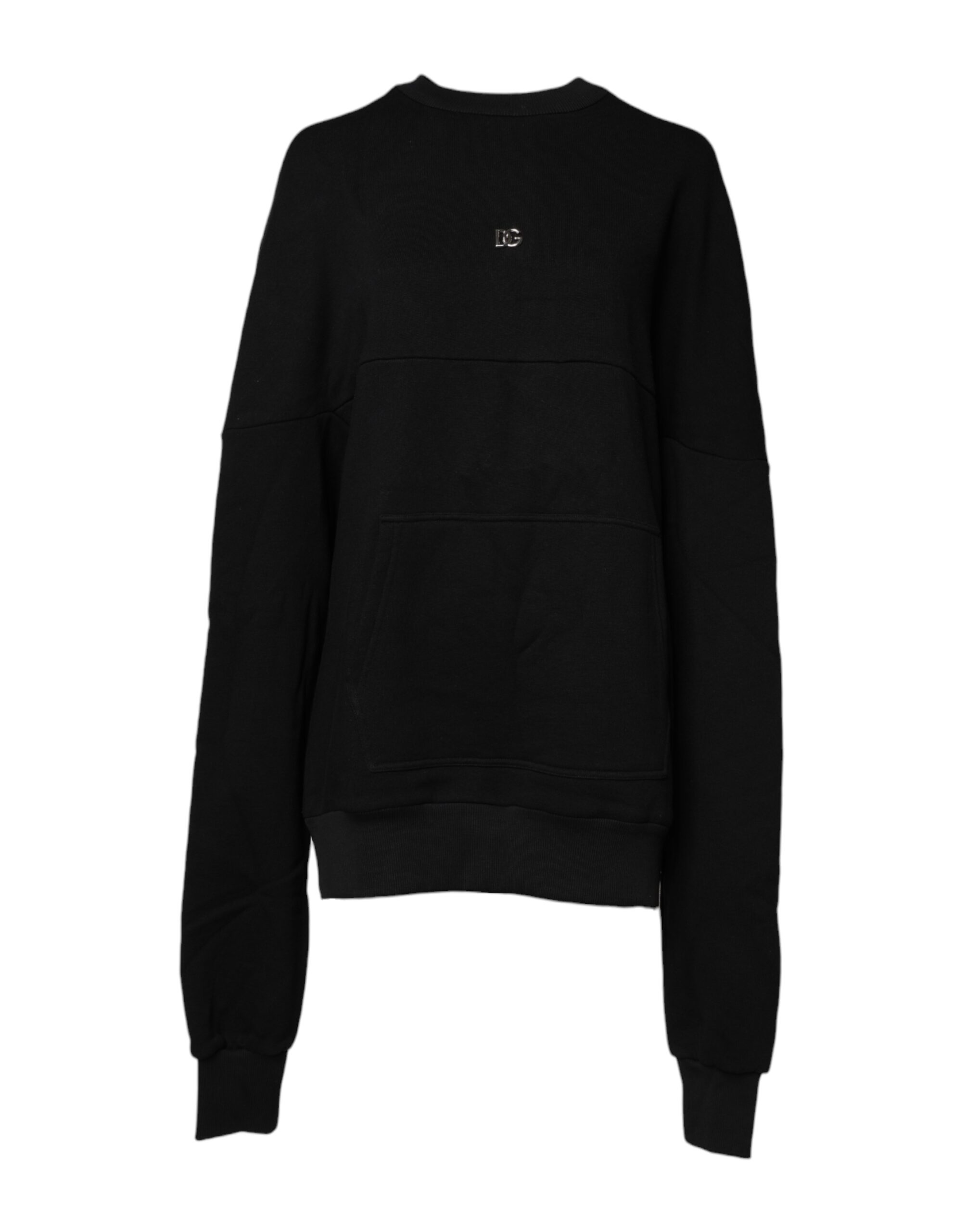 Dolce & Gabbana Schwarzes Baumwoll-Rundhals-Sweatshirt Pullover