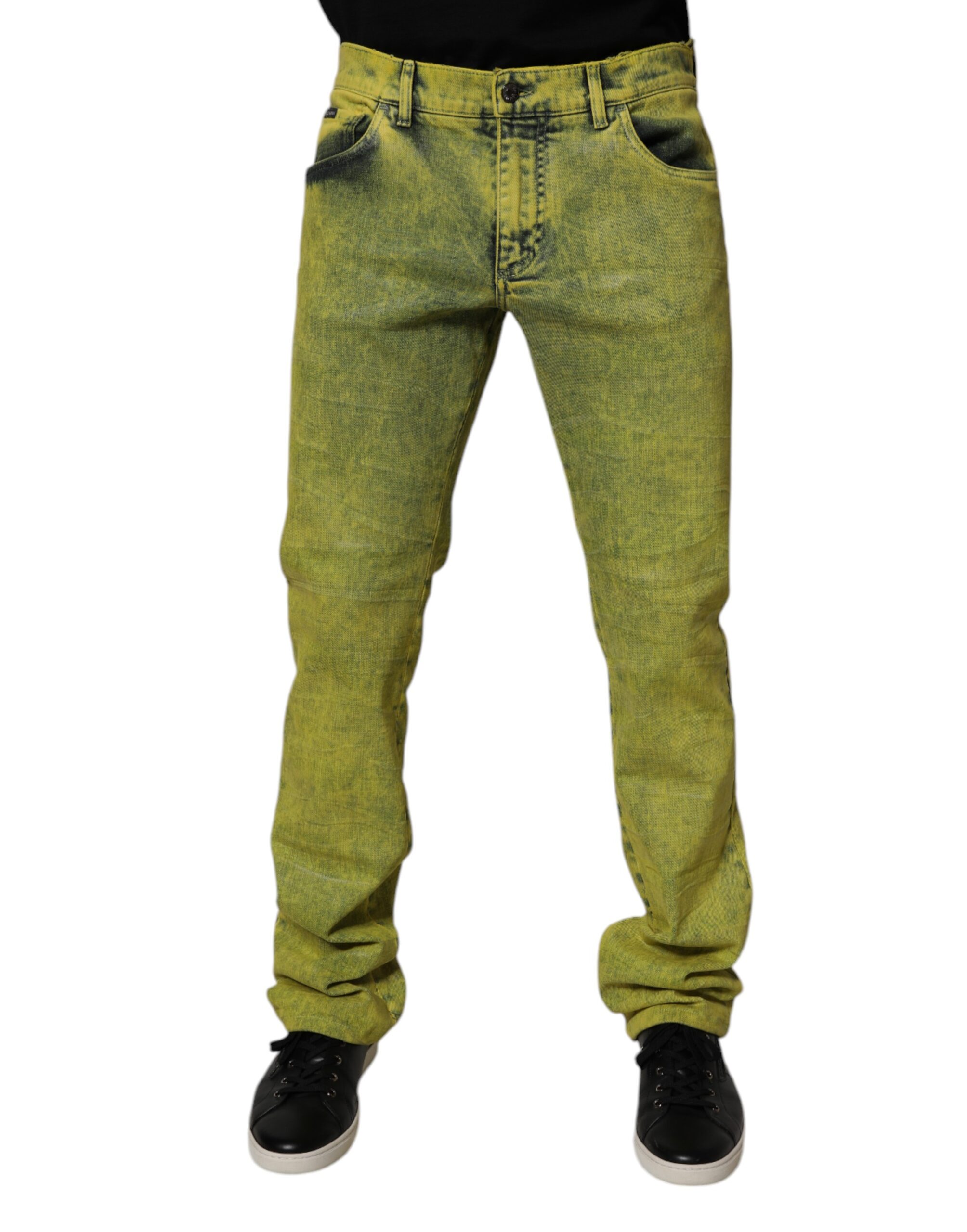 Dolce & Gabbana Gelbe Baumwoll-Stretch-Skinny-Denim-Jeans für Männer