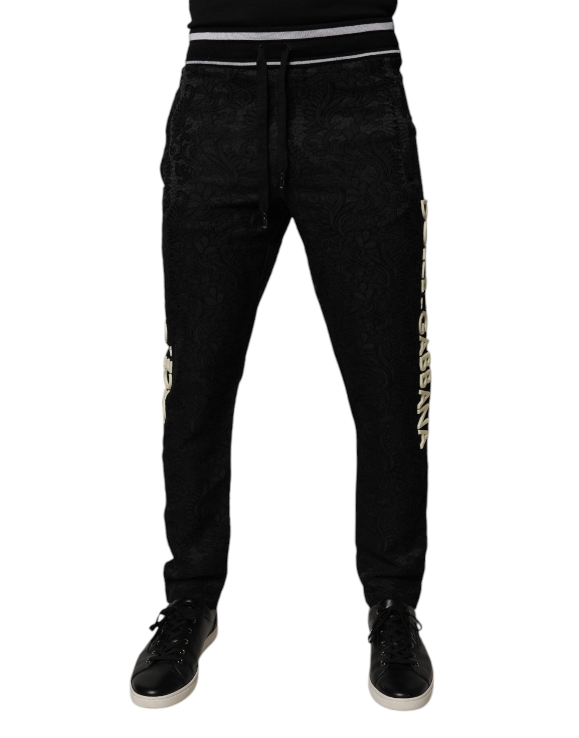 Dolce & Gabbana Schwarze Mid Waist Jogger Herren Sweatpants Hosen
