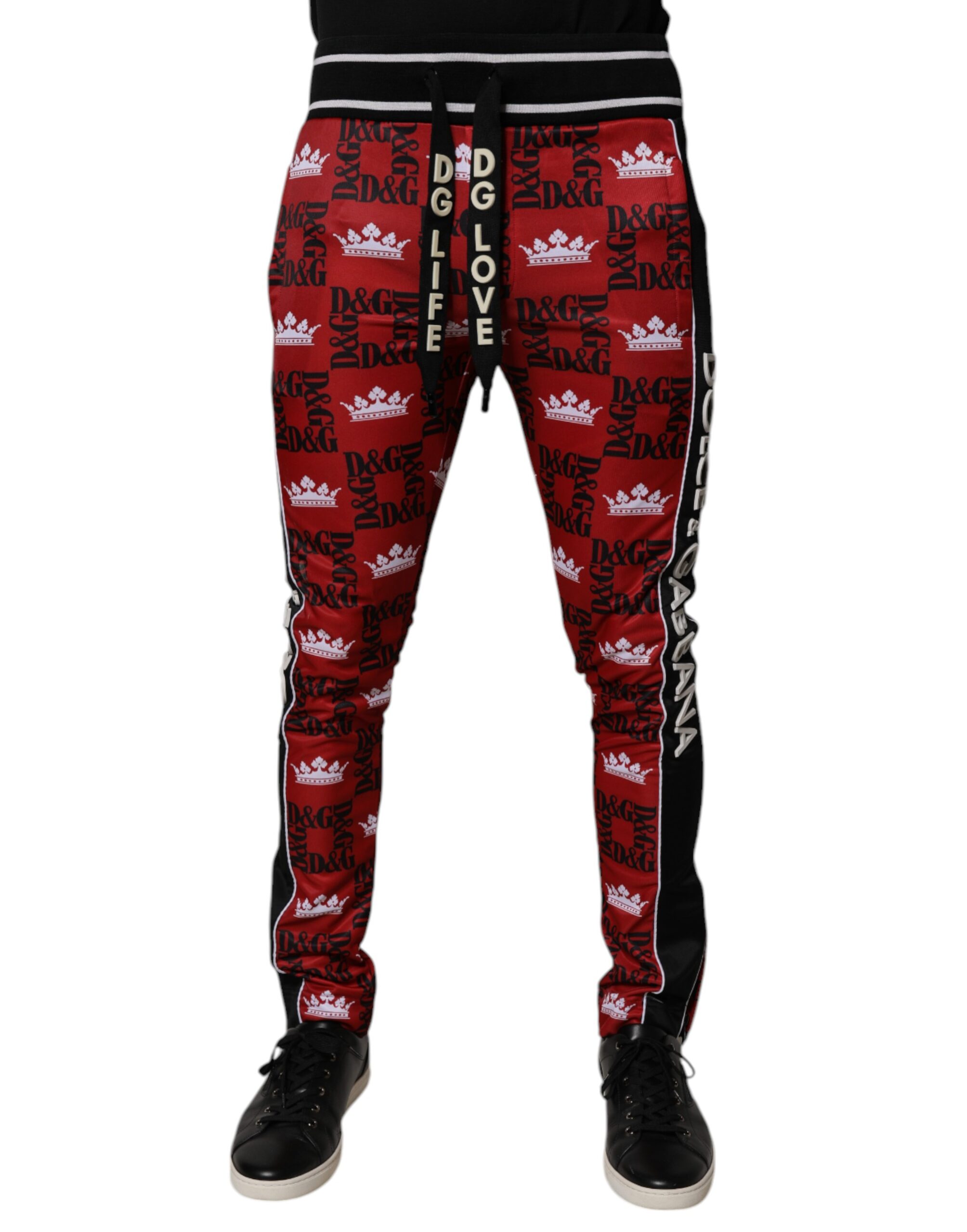 Dolce & Gabbana Rote Krone Logo Monogramm Männer Sweatpants Hosen