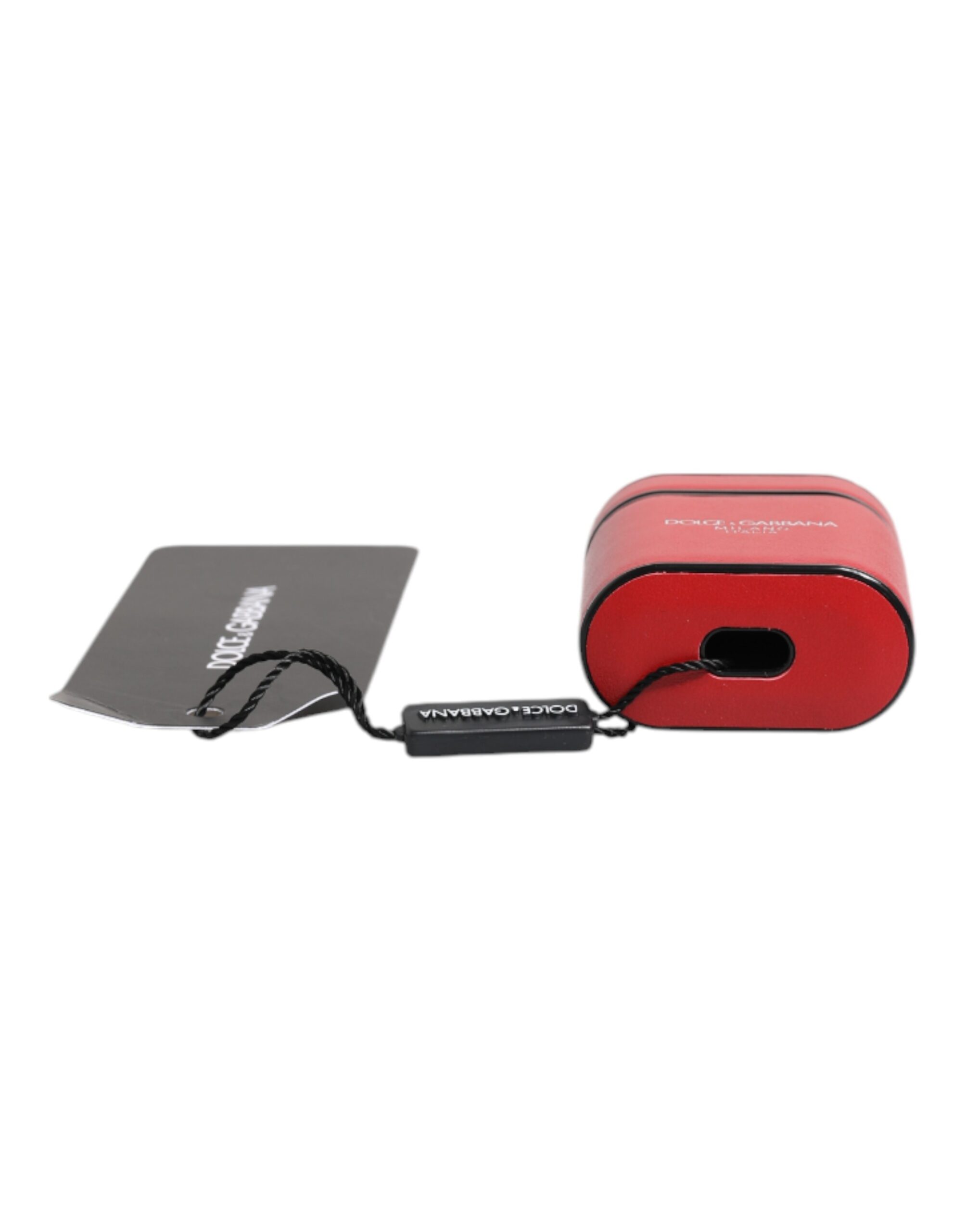 Dolce & Gabbana Rote Kalbsleder Logo Druck Flip Halter Airpods Fall – Bild 5