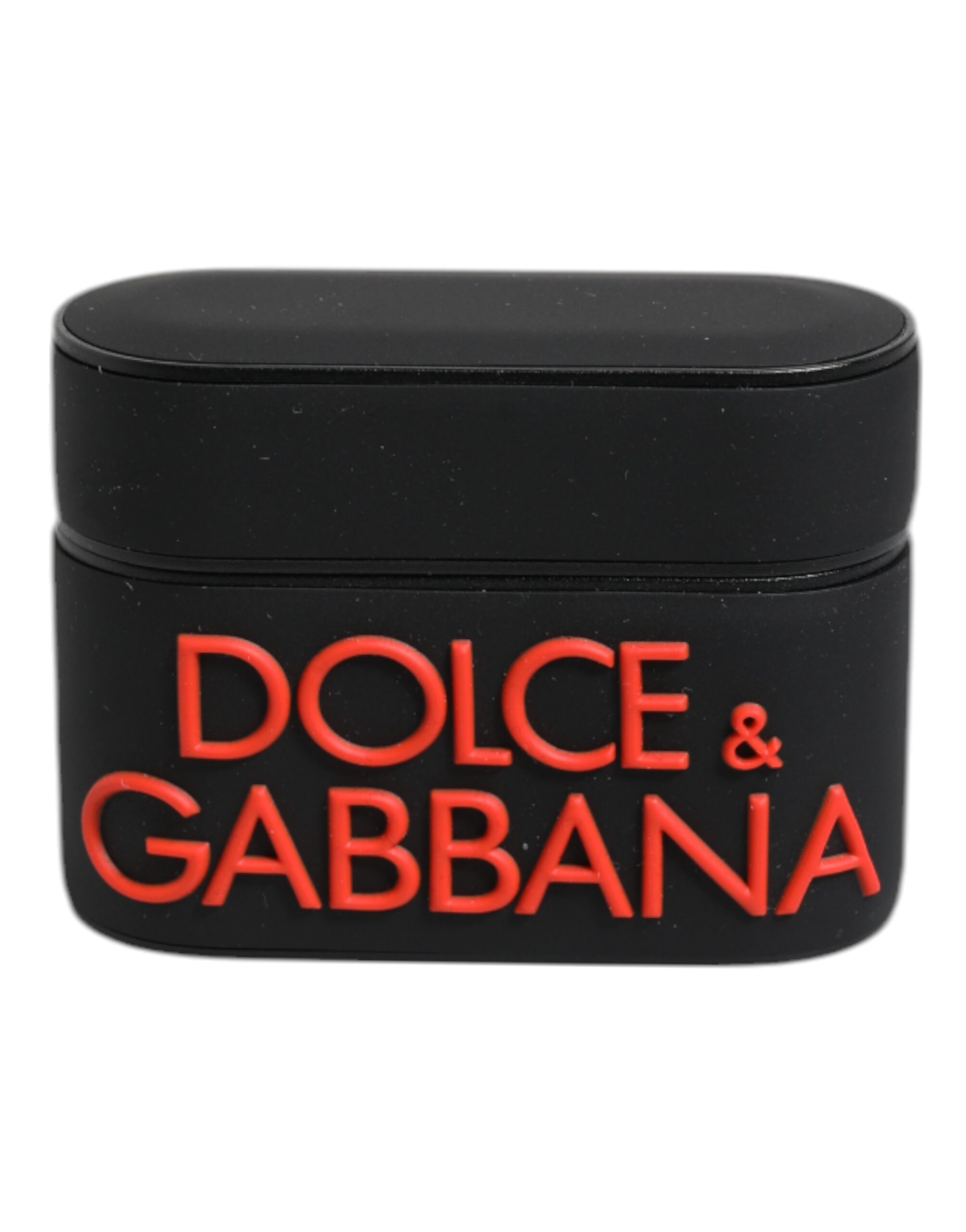 Dolce & Gabbana Schwarz Orange Silikon geprägte Logo Airpods Fall