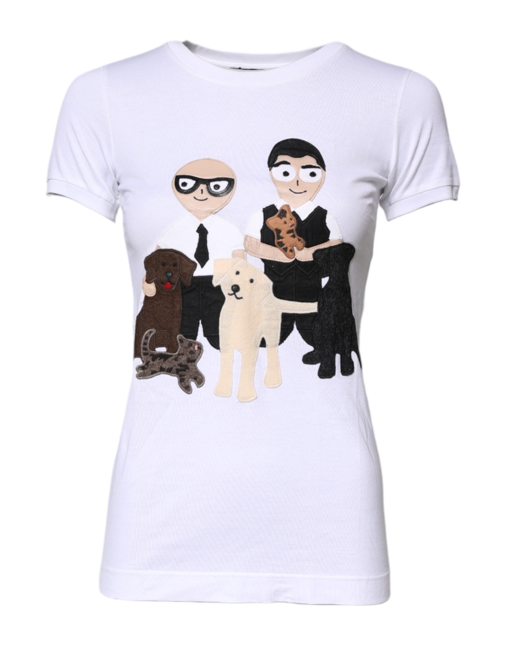 Dolce & Gabbana Weißes Baumwoll-T-Shirt mit #DGFAMILY-Stickerei