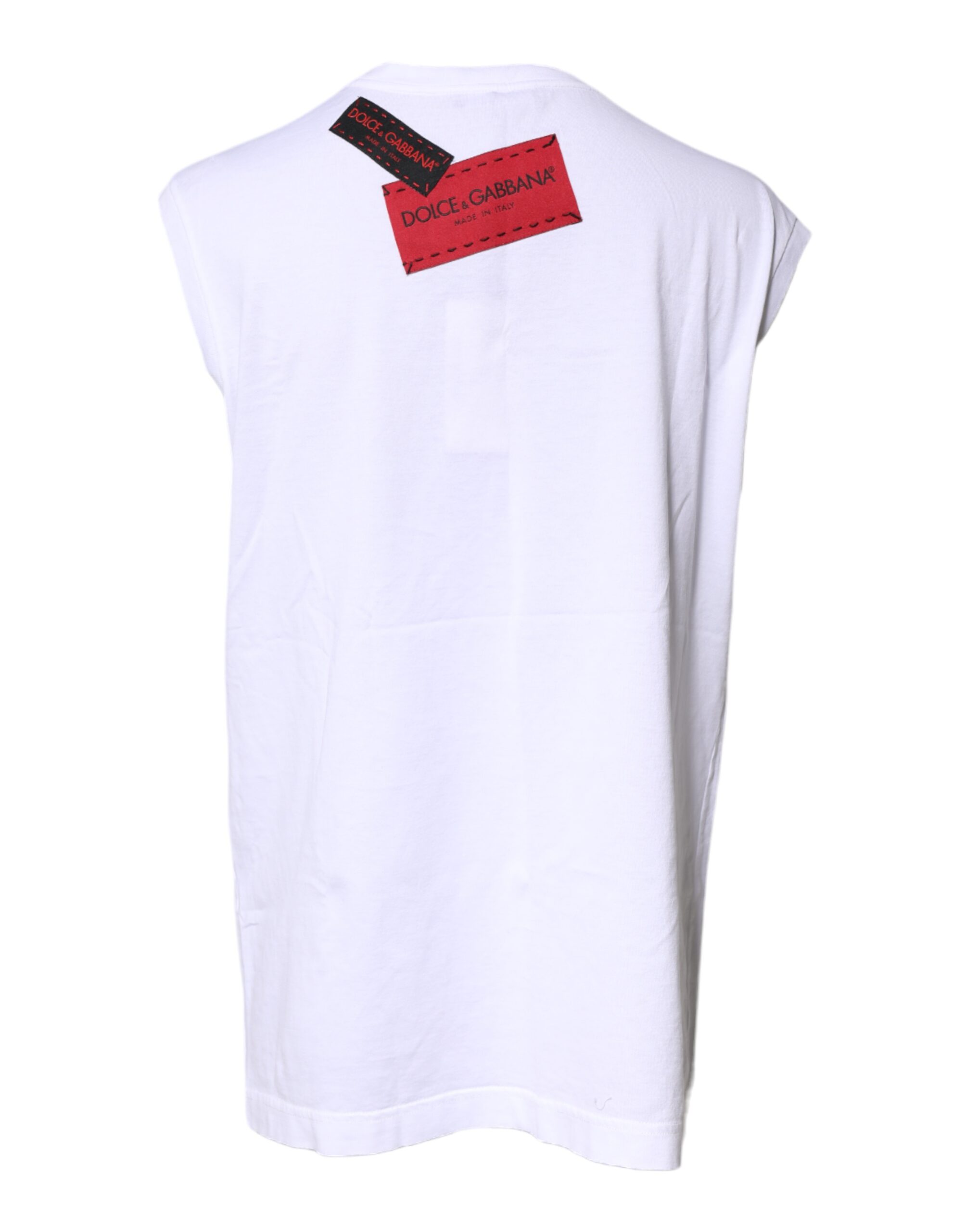 Dolce & Gabbana Weißes ärmelloses Tank-Top mit Blumendruck – Bild 4