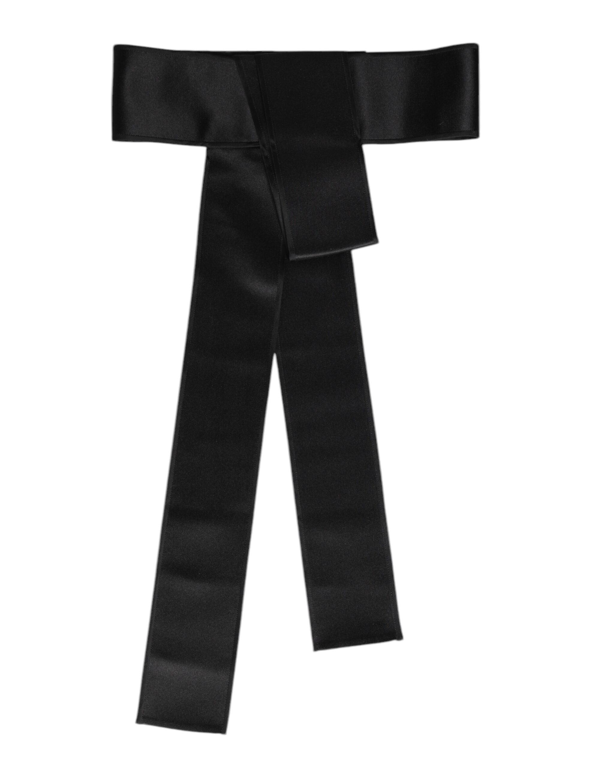 Dolce & Gabbana Schwarzer breiter Satin-Taillengürtel