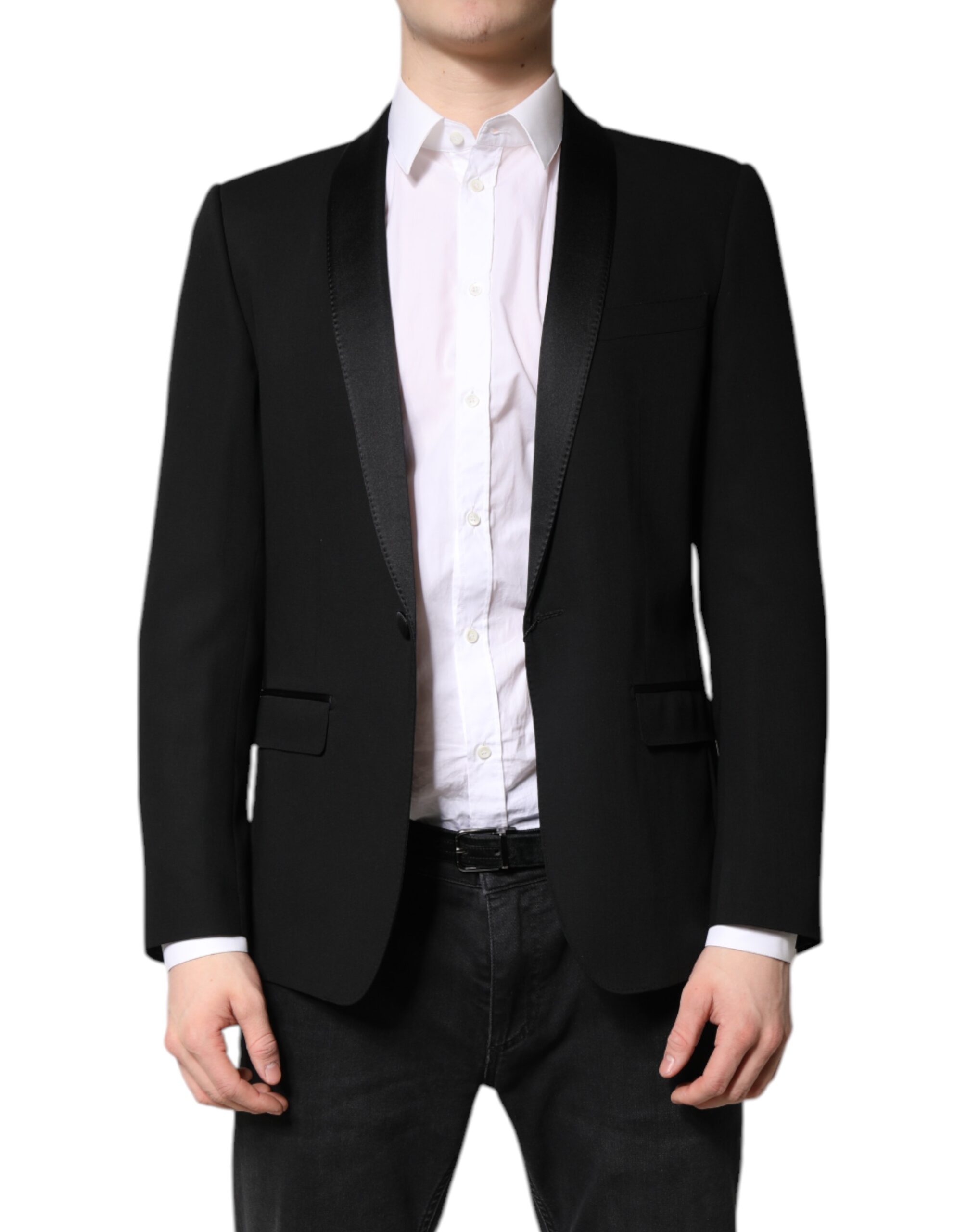 Dolce & Gabbana Schwarzer einreihiger Herrenmantel MARTINI Blazer