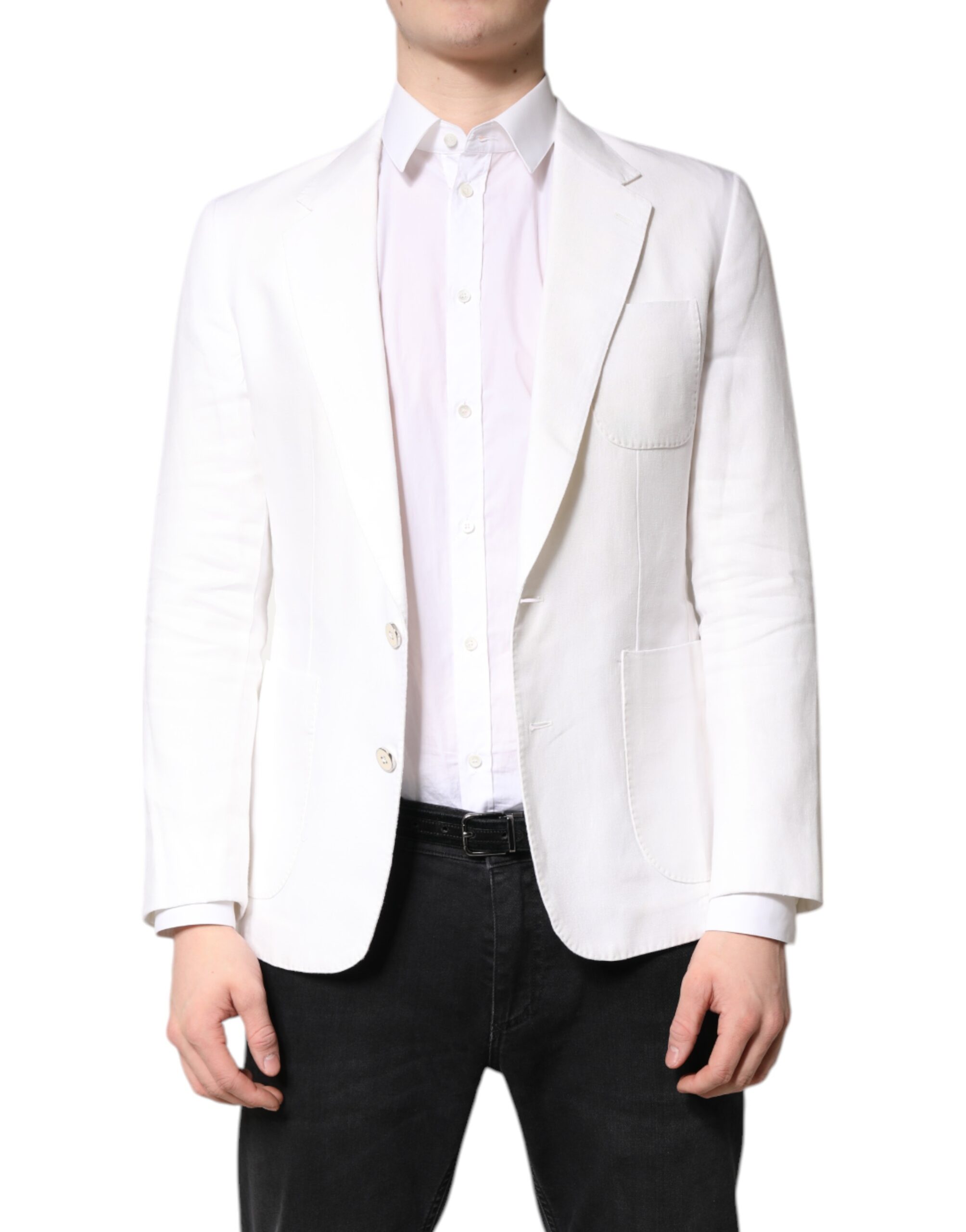 Dolce & Gabbana Weißer einreihiger Herrenmantel Blazer Anzug