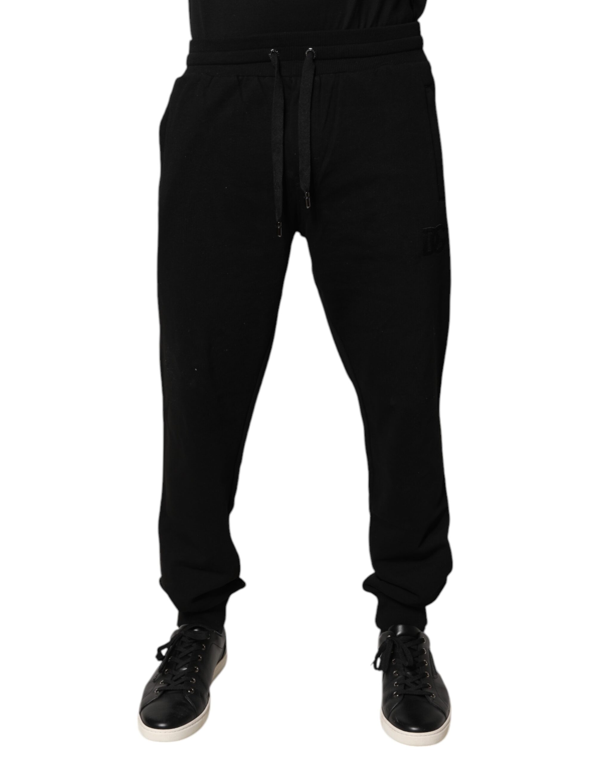 Dolce & Gabbana Schwarze Baumwoll-Jogger-Sweatpants mit mittlerer Taille