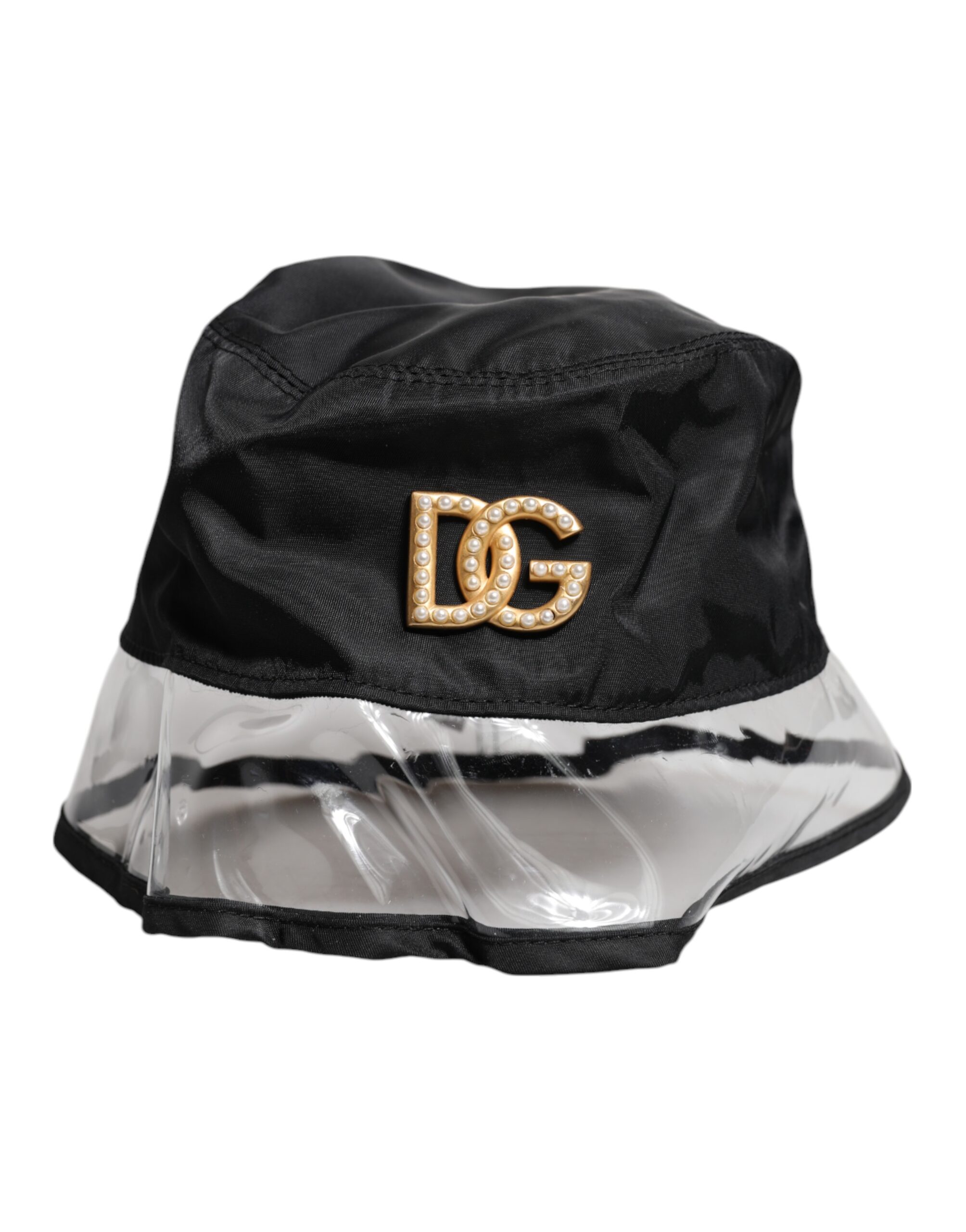 Dolce & Gabbana Schwarzer Nylon PVC DG Logo Eimer Hut