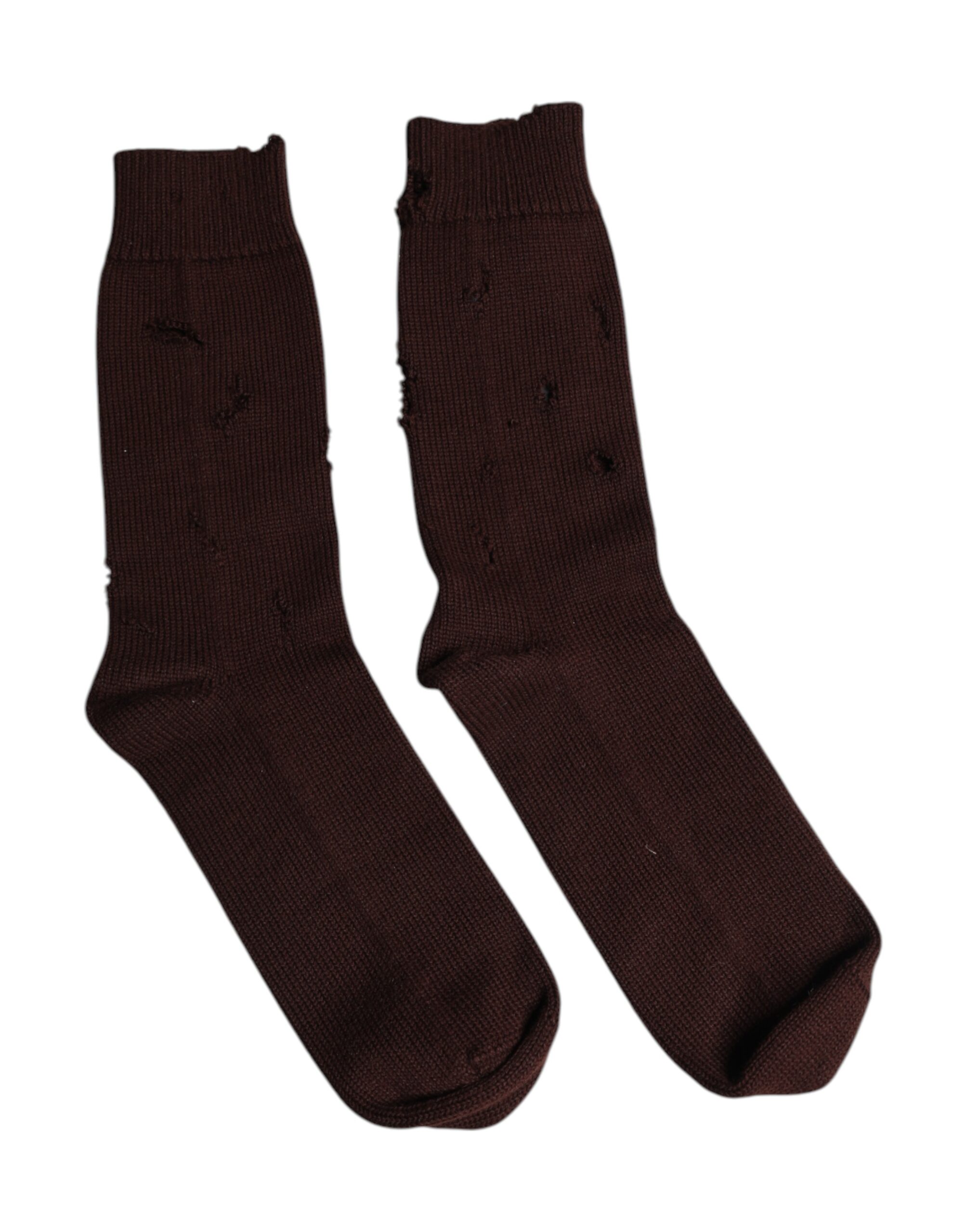 Dolce & Gabbana Brown Solid Cotton Stretch Mid Calf Socken