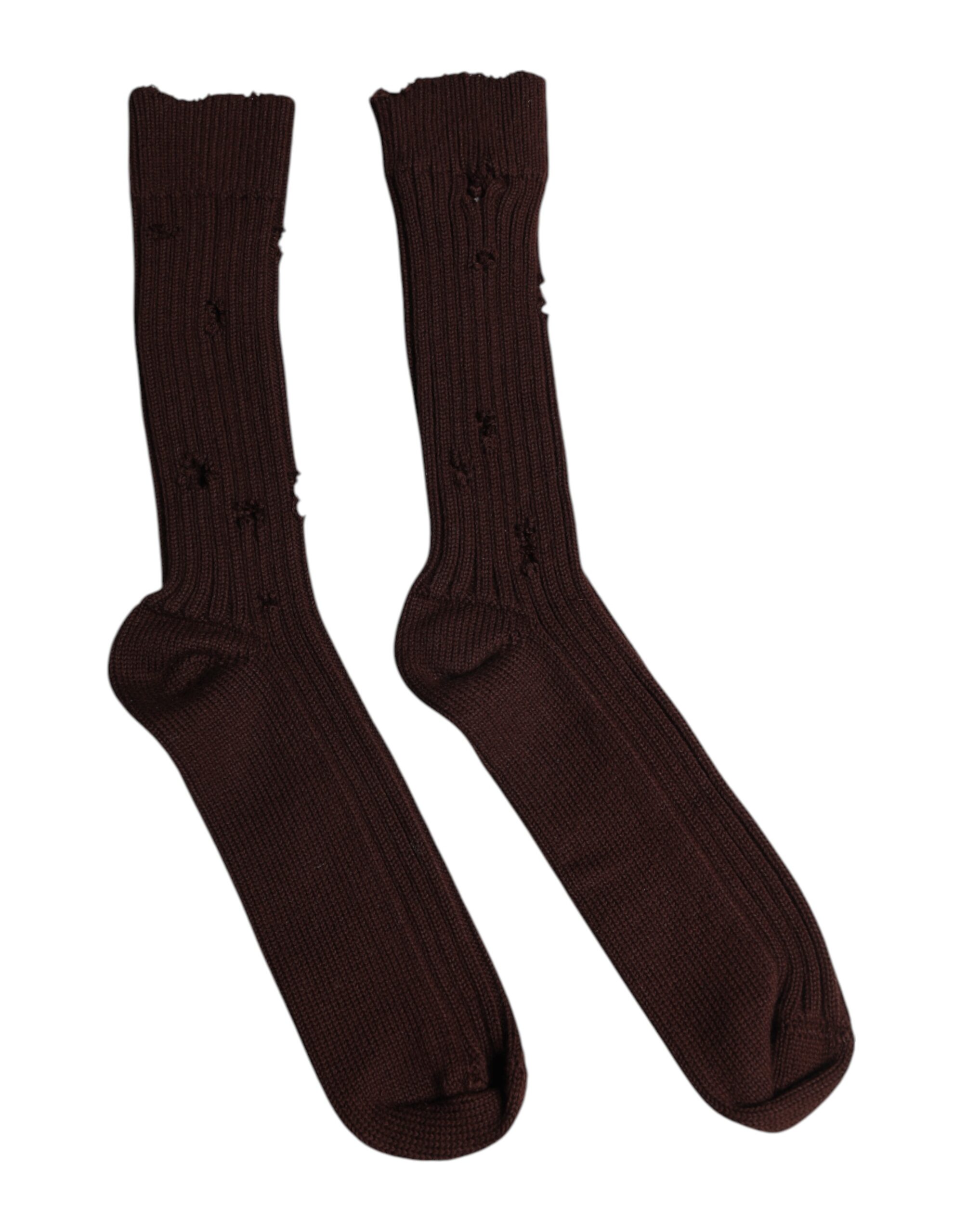 Dolce & Gabbana Braune Baumwoll-Stretch-Socken für die Wade
