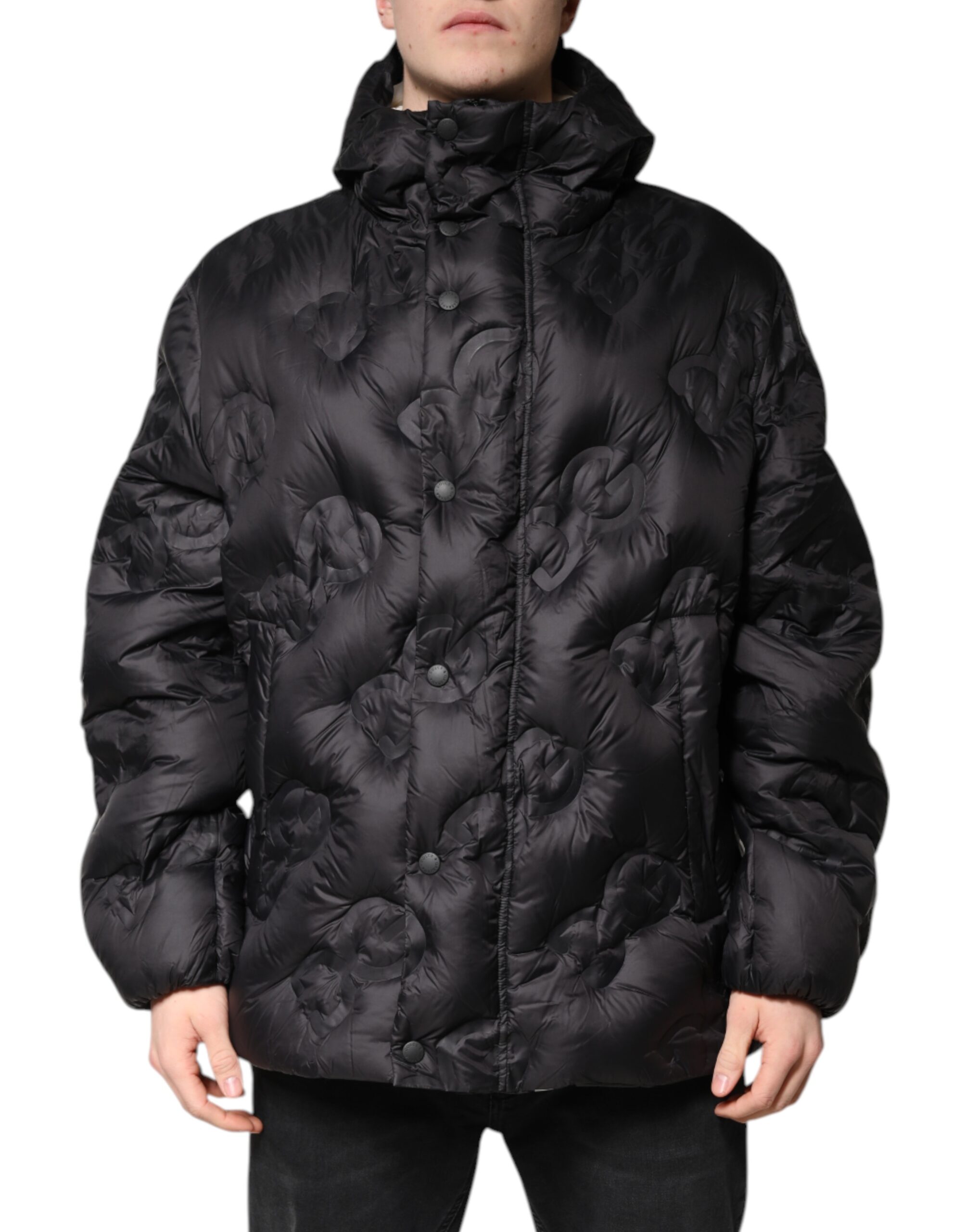 Dolce & Gabbana Schwarzer Kapuzen-Parka-Mantel Winterjacke