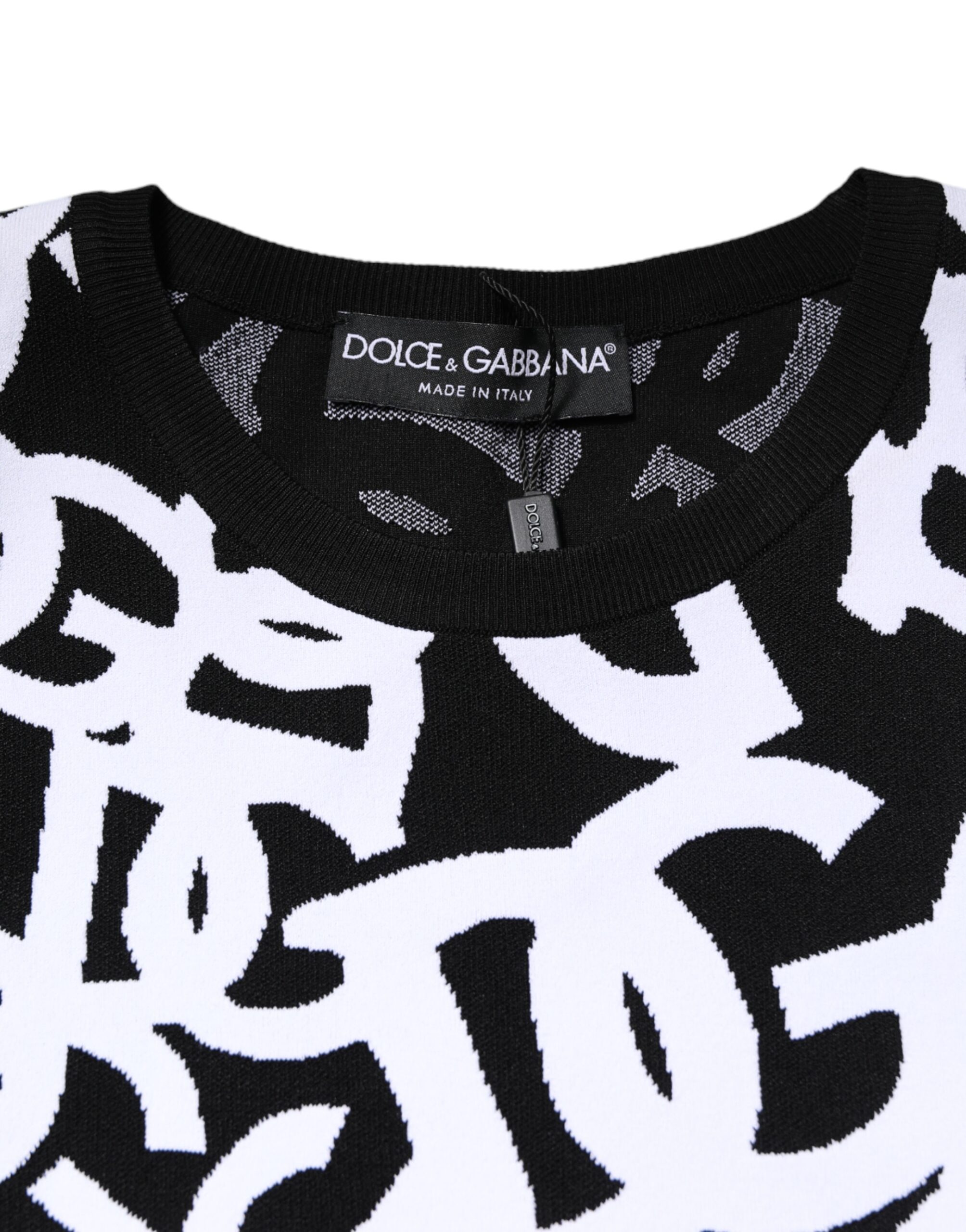 Dolce & Gabbana Schwarzer weißer Logodruck Frauen Pullover Pullover – Bild 5