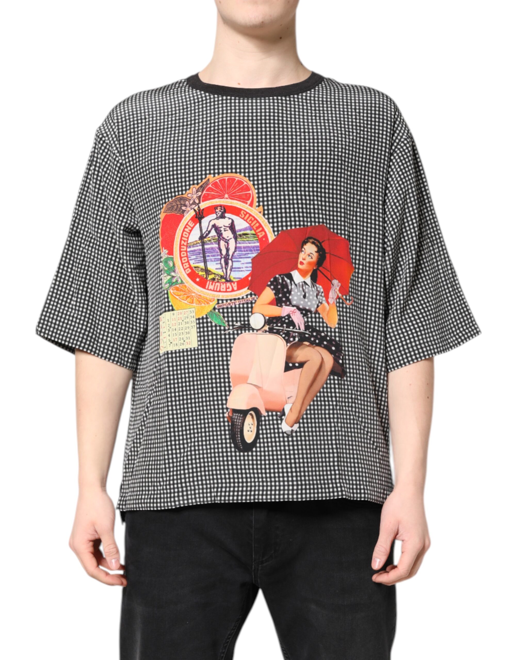 Dolce & Gabbana Schwarzes Kurzarm-T-Shirt mit Grafikdruck
